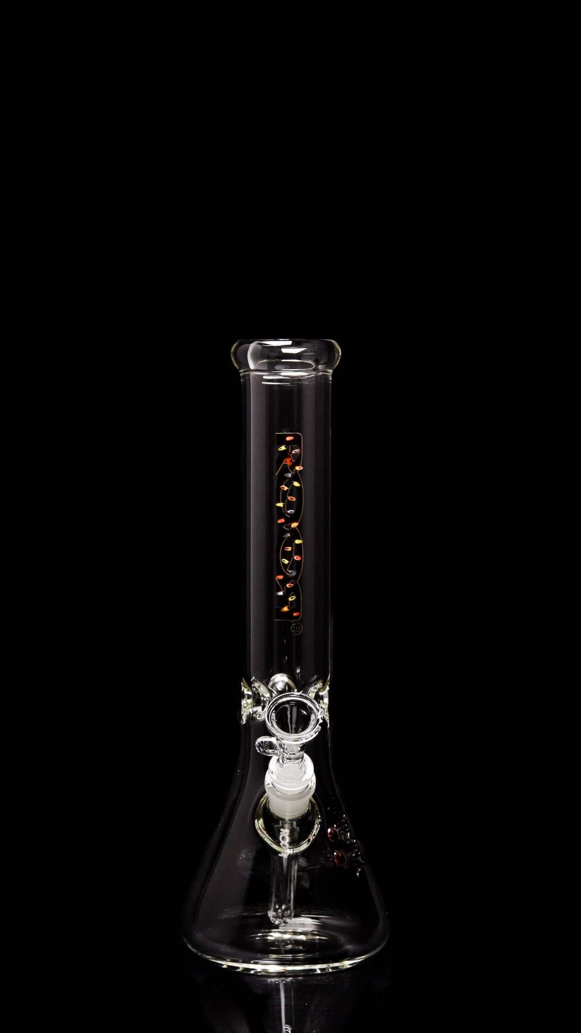 ROOR® Classic 14" Beaker 50x5mm glass water pipe with X-Mas lights decal on black background