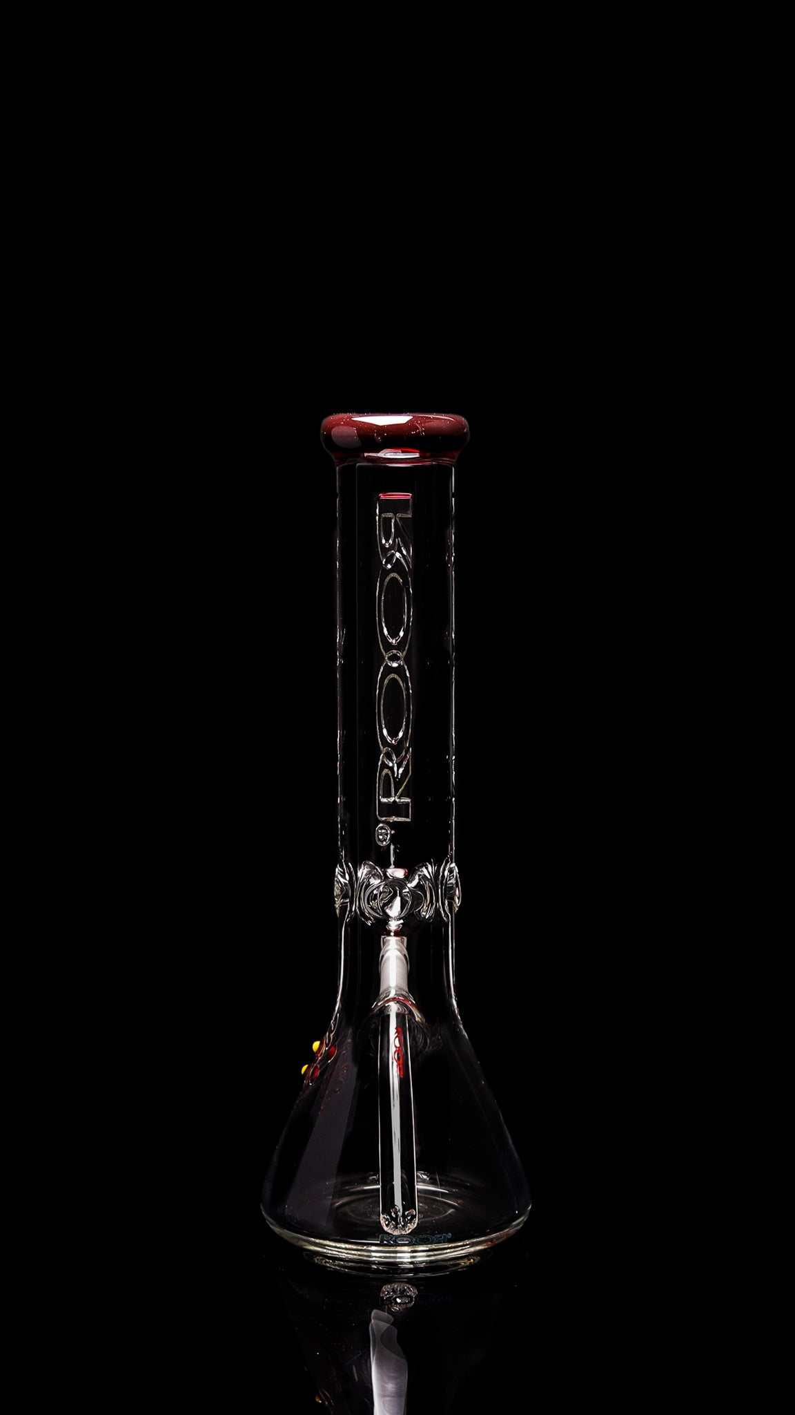 ROOR Classic 14" beaker bong with red mouthpiece and logo on black background