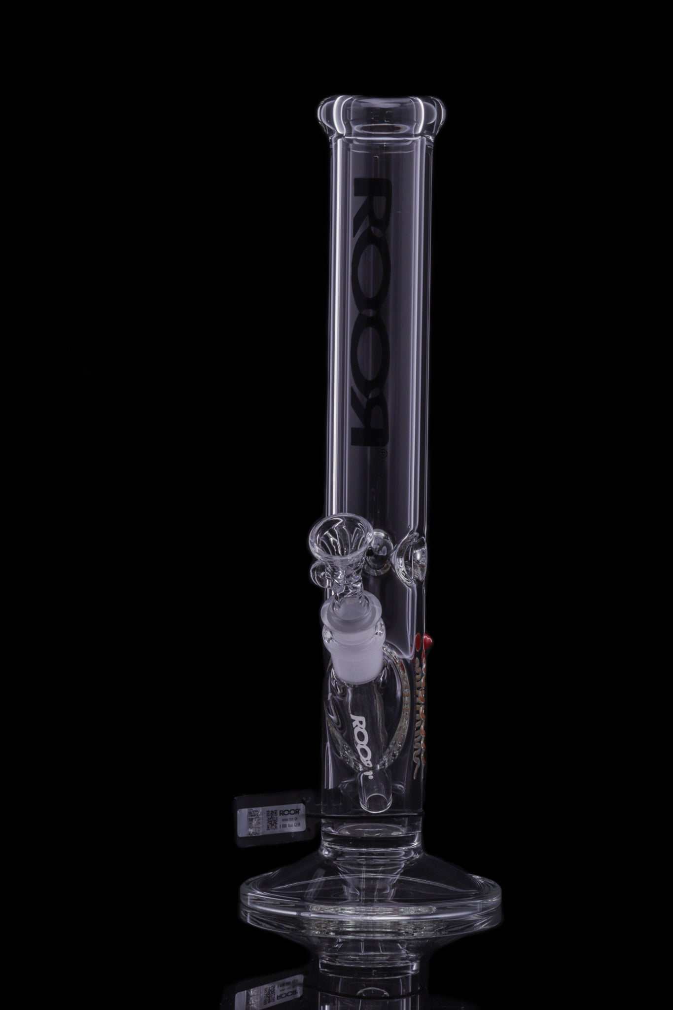 ROOR Classic 14" Straight 45x5mm Black glass water pipe bong against black background