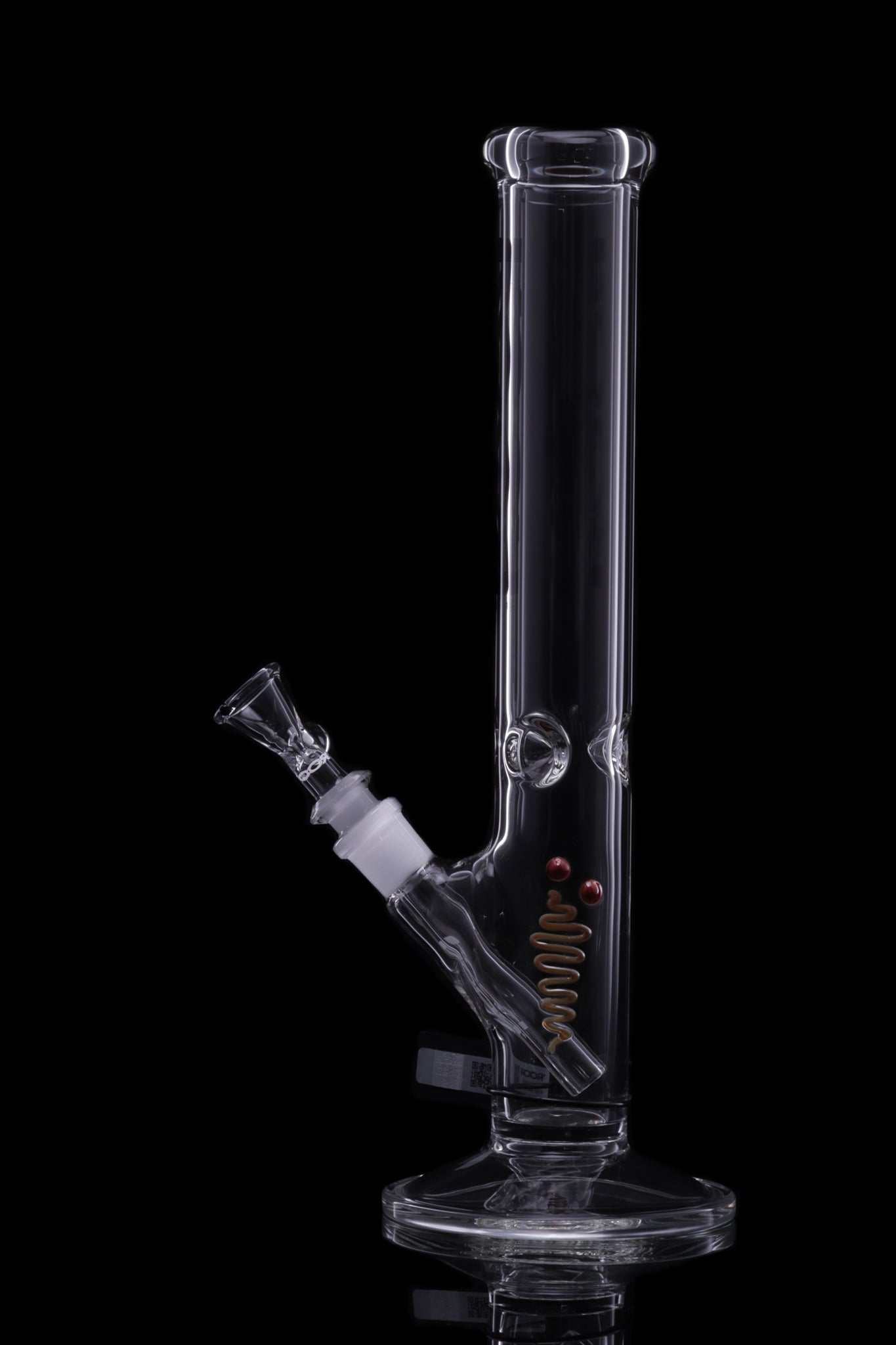 ROOR Classic 14" Straight 45x5mm Black glass bong with clear design and black decal on a black background