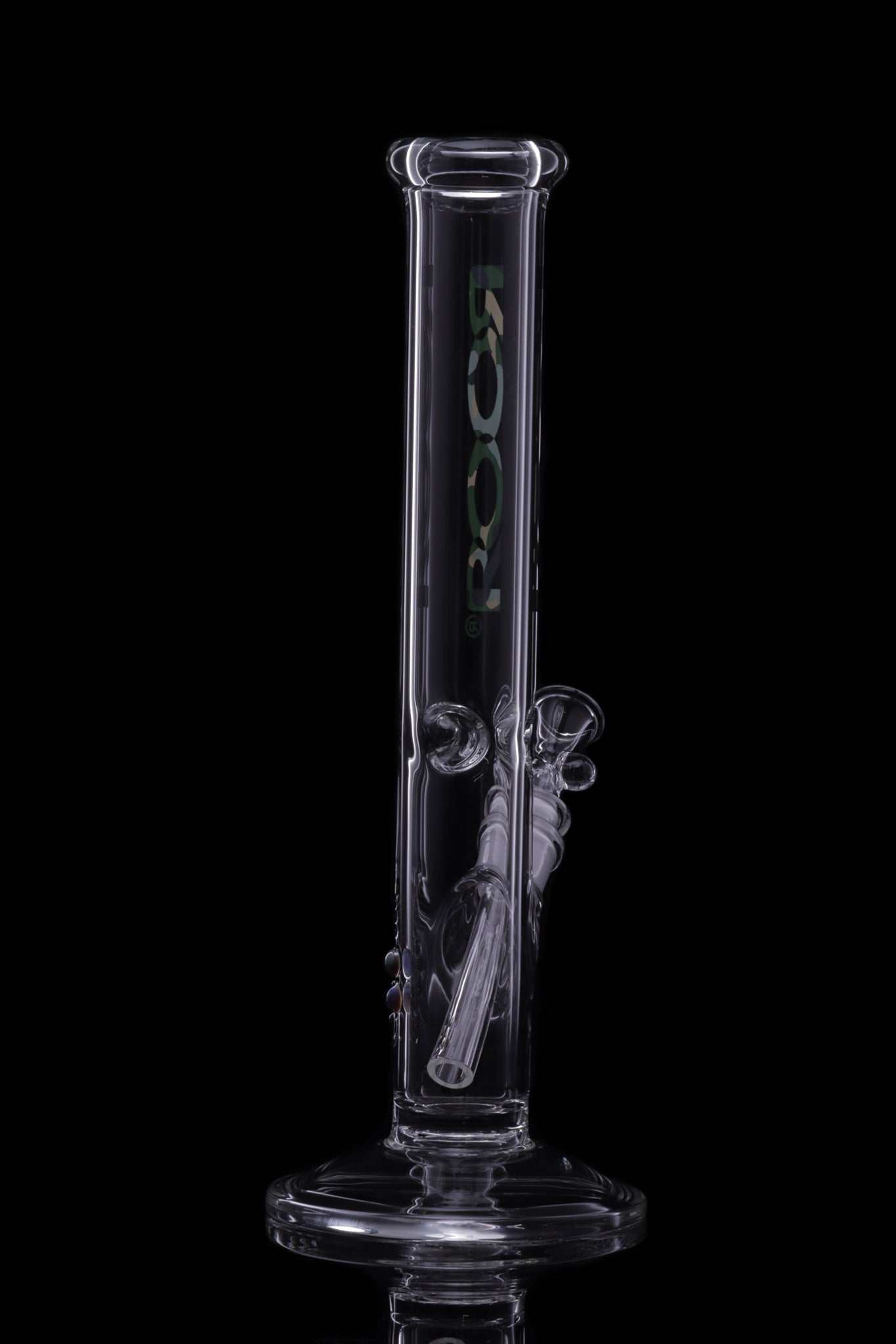 ROOR Classic 14-inch straight glass bong with camo decal and 45x5mm thick German Schott glass