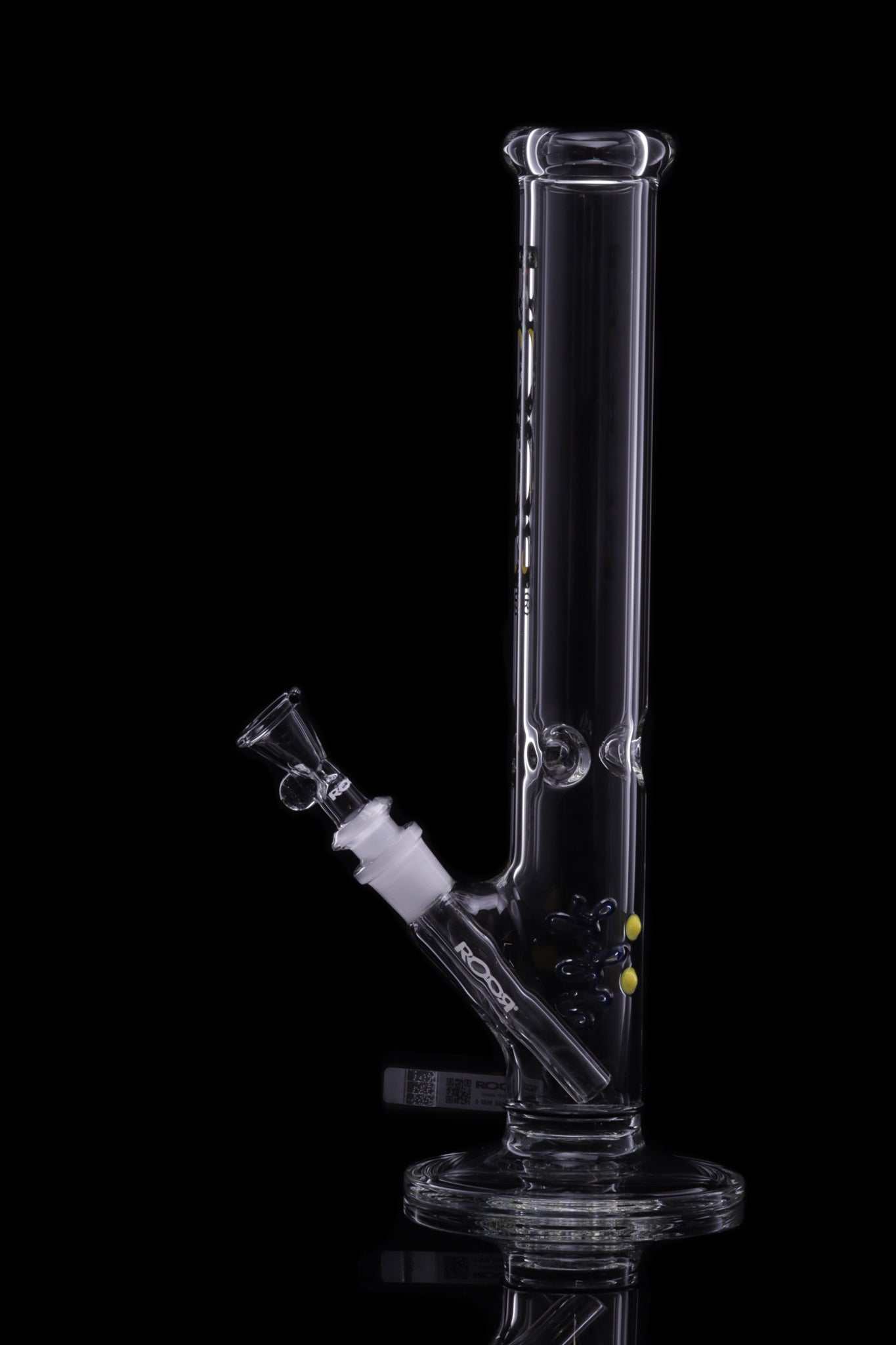 ROOR Classic 14" Straight 45x5mm Galaxy glass bong with removable downstem and funnel bowl on black background