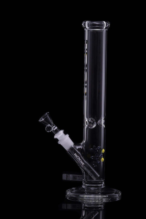 ROOR Classic 14" Straight 45x5mm Galaxy glass bong with removable downstem and funnel bowl on black background