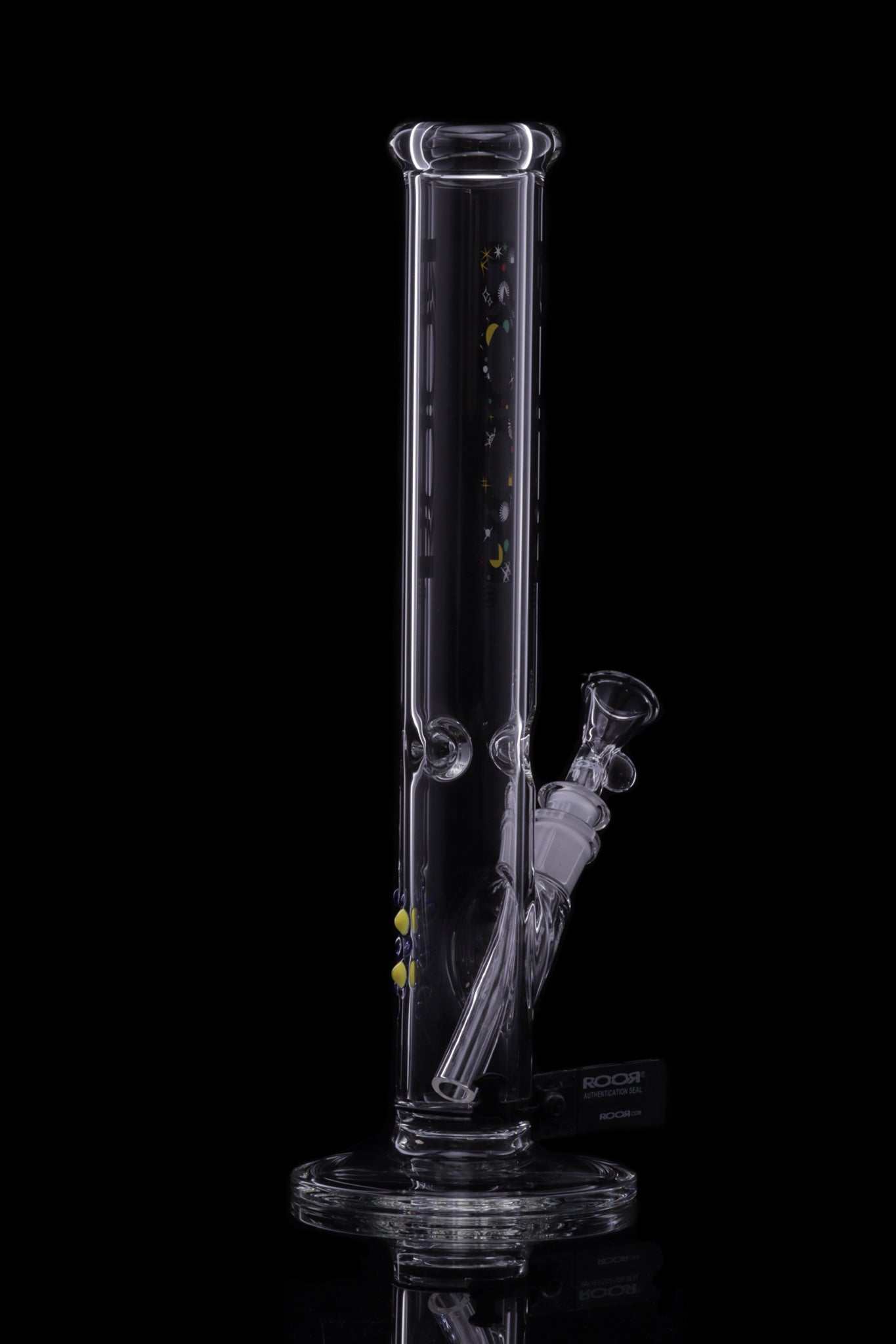ROOR Classic 14" Straight 45x5mm Galaxy glass bong with clear German Schott glass and unique galaxy decal design