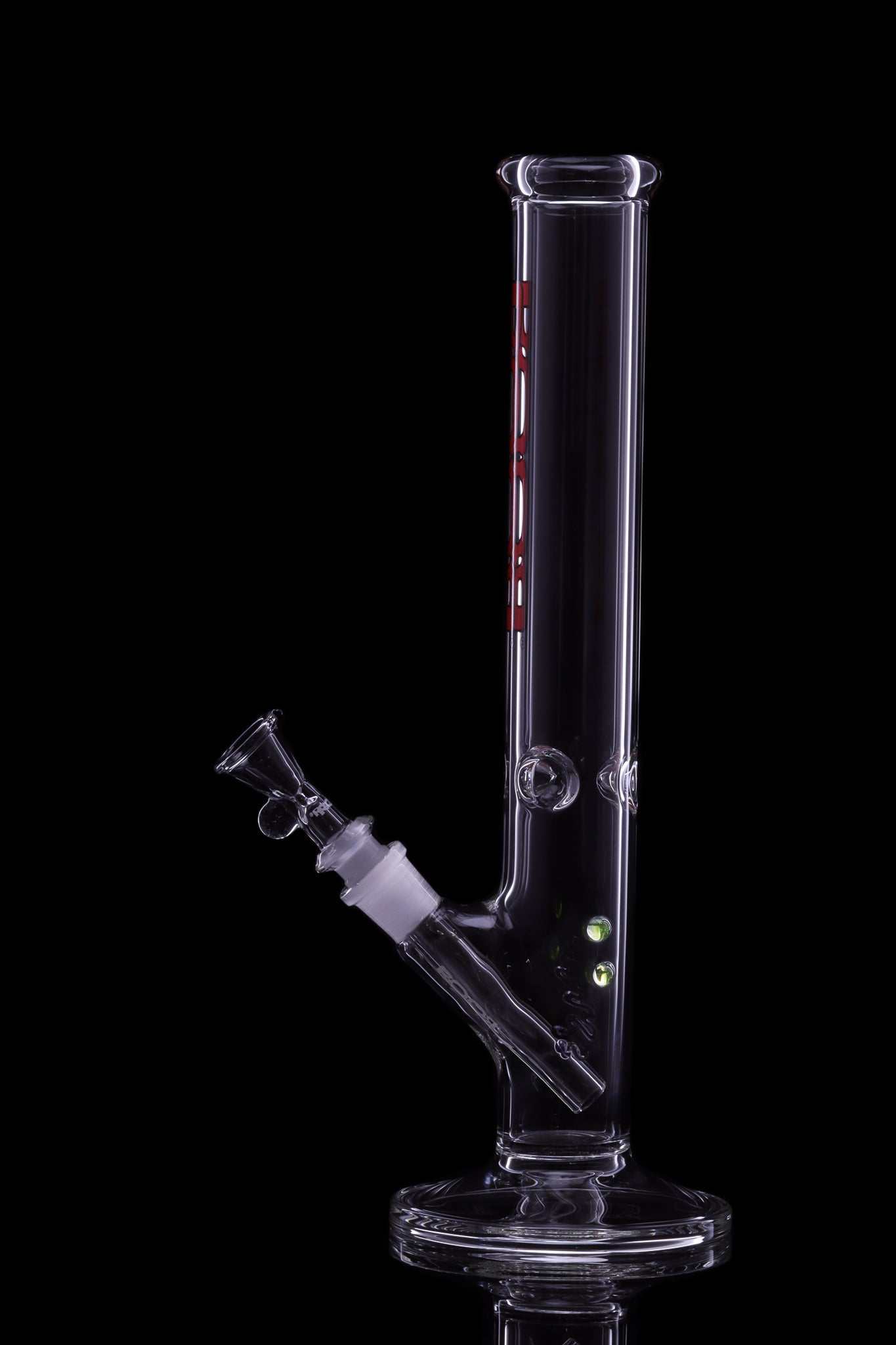 ROOR Classic 14" straight glass bong with 45x5mm thickness in red and black decal