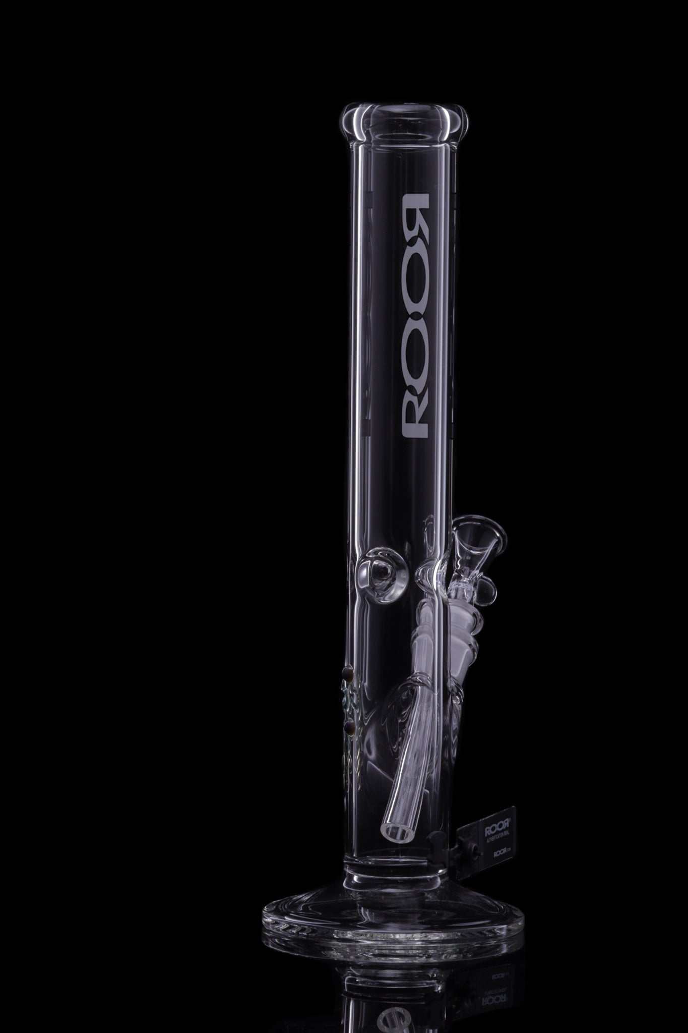 ROOR® Classic 14" Straight bong 45x5mm glass with white and black decal.