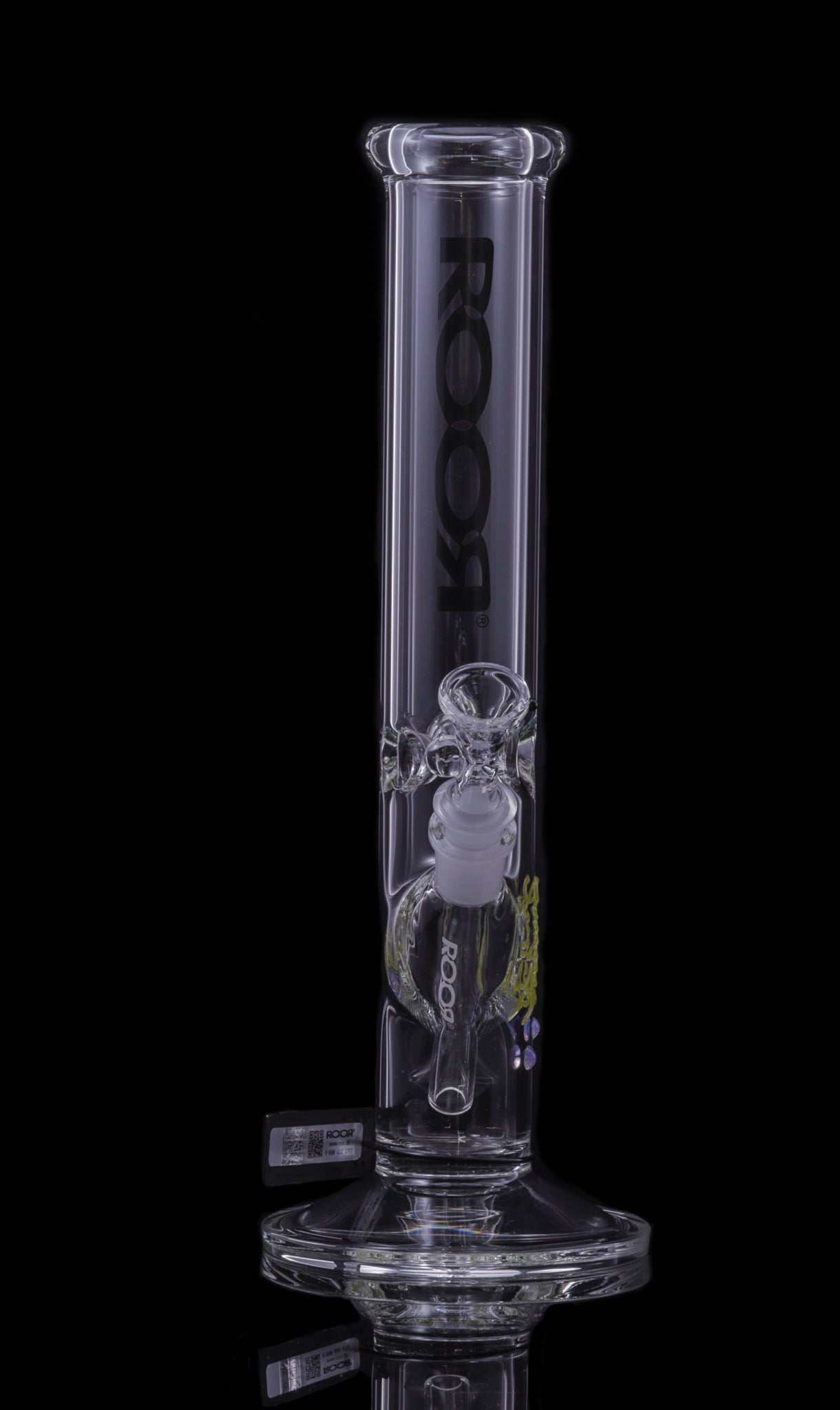 ROOR Classic 14" Straight 50x5mm Black glass water pipe bong with ROOR logo