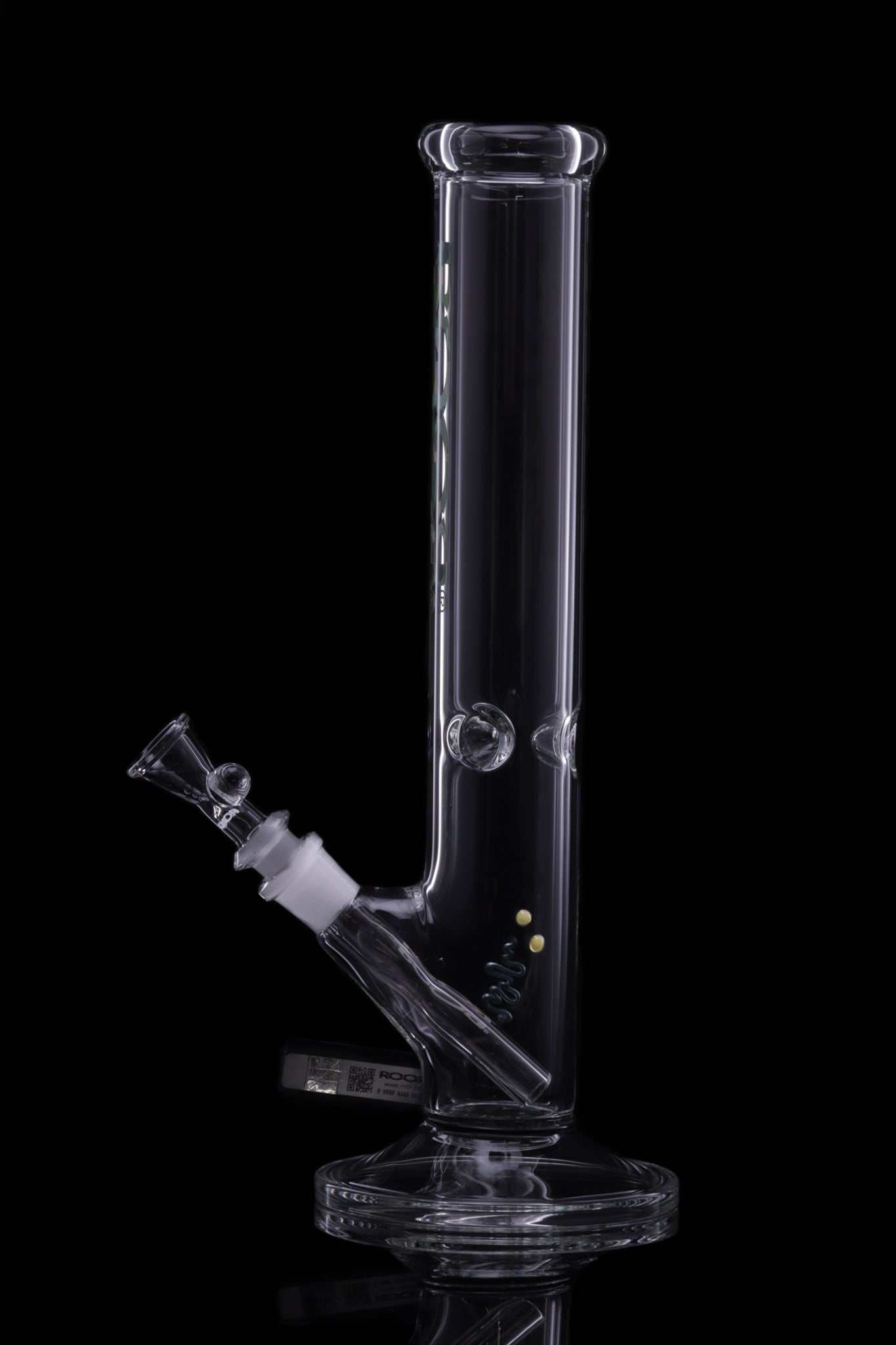 ROOR® Classic 14" Straight 50x5mm Camo glass water pipe with ice pinches, crafted from German Schott glass.