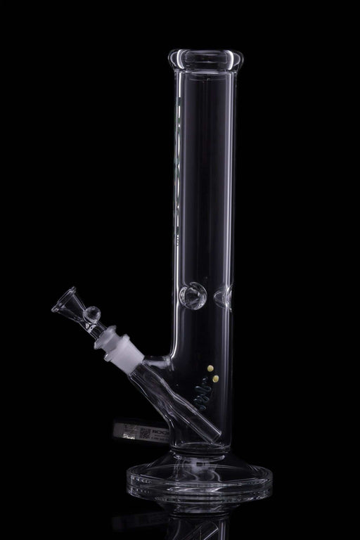 ROOR® Classic 14" Straight 50x5mm Camo glass water pipe with ice pinches, crafted from German Schott glass.