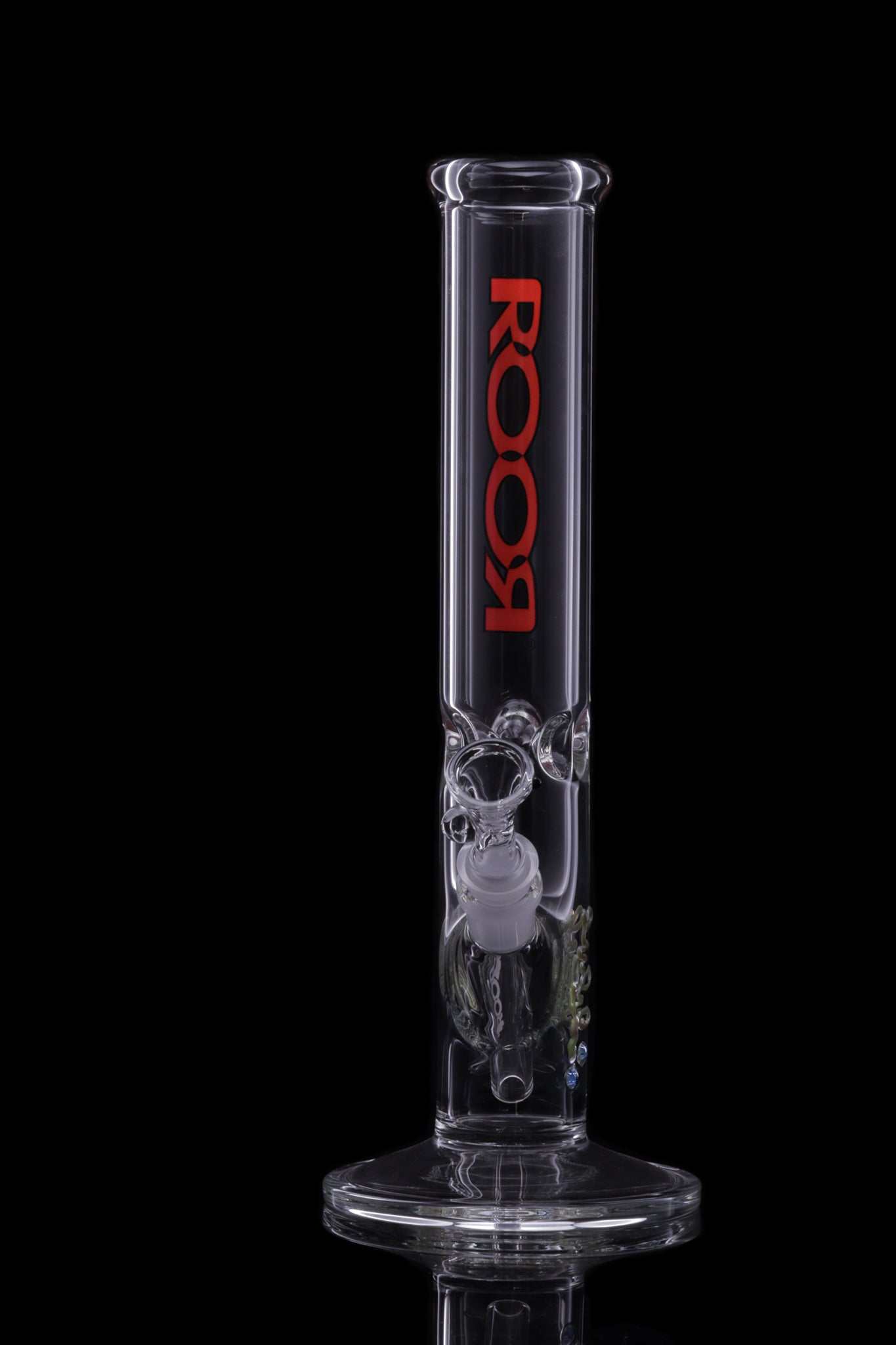 ROOR Classic 14-inch straight glass bong with red logo and black accents, 50x5mm thick German Schott glass tube.