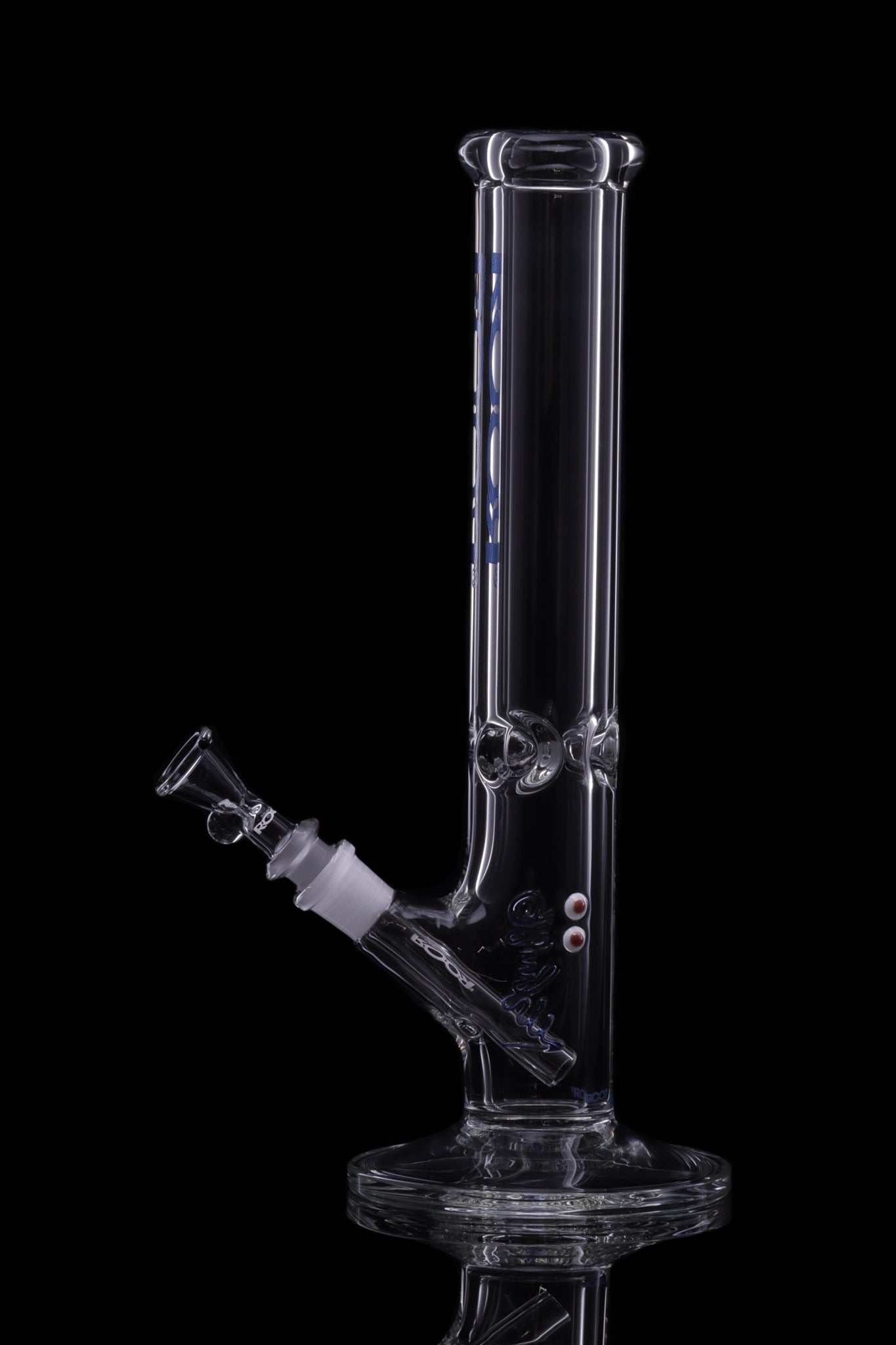 ROOR Classic 14" Straight 50x5mm clear glass water pipe with ice pinches and angled downstem
