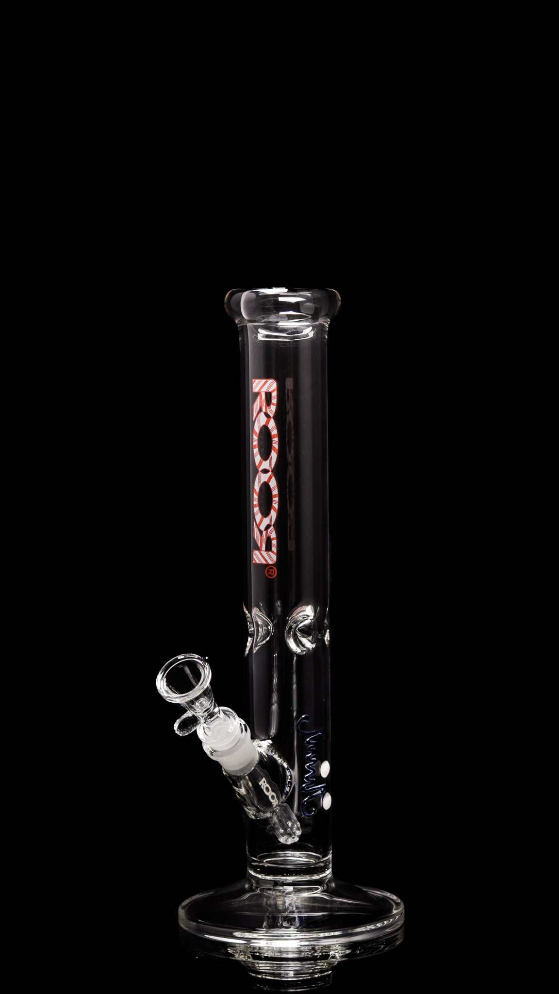 ROOR Classic 14" straight glass bong with candy cane decal and ice pinches