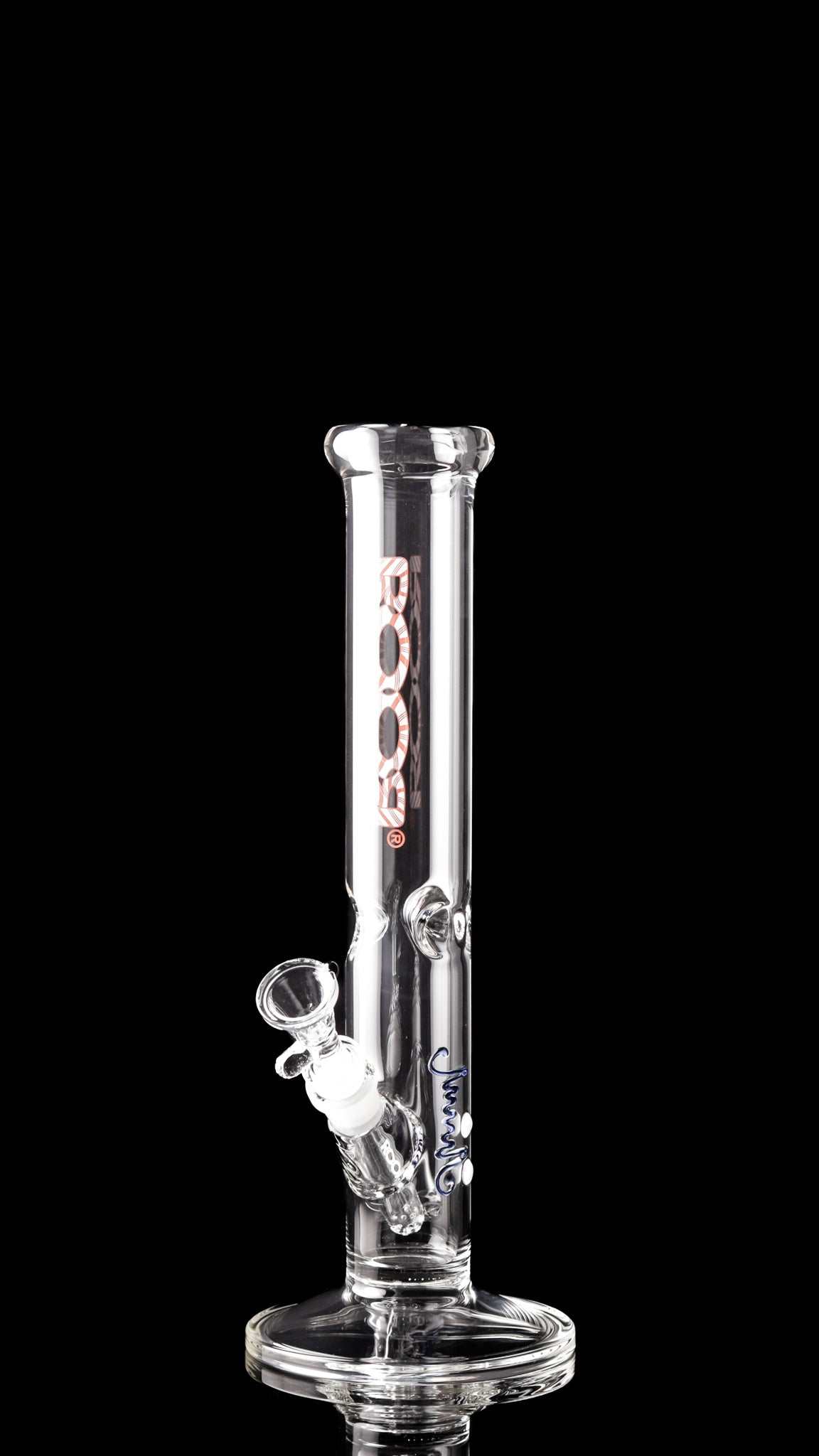 ROOR Classic 14 inch straight glass bong with Candy Cane decal and thick 50x5mm German Schott glass