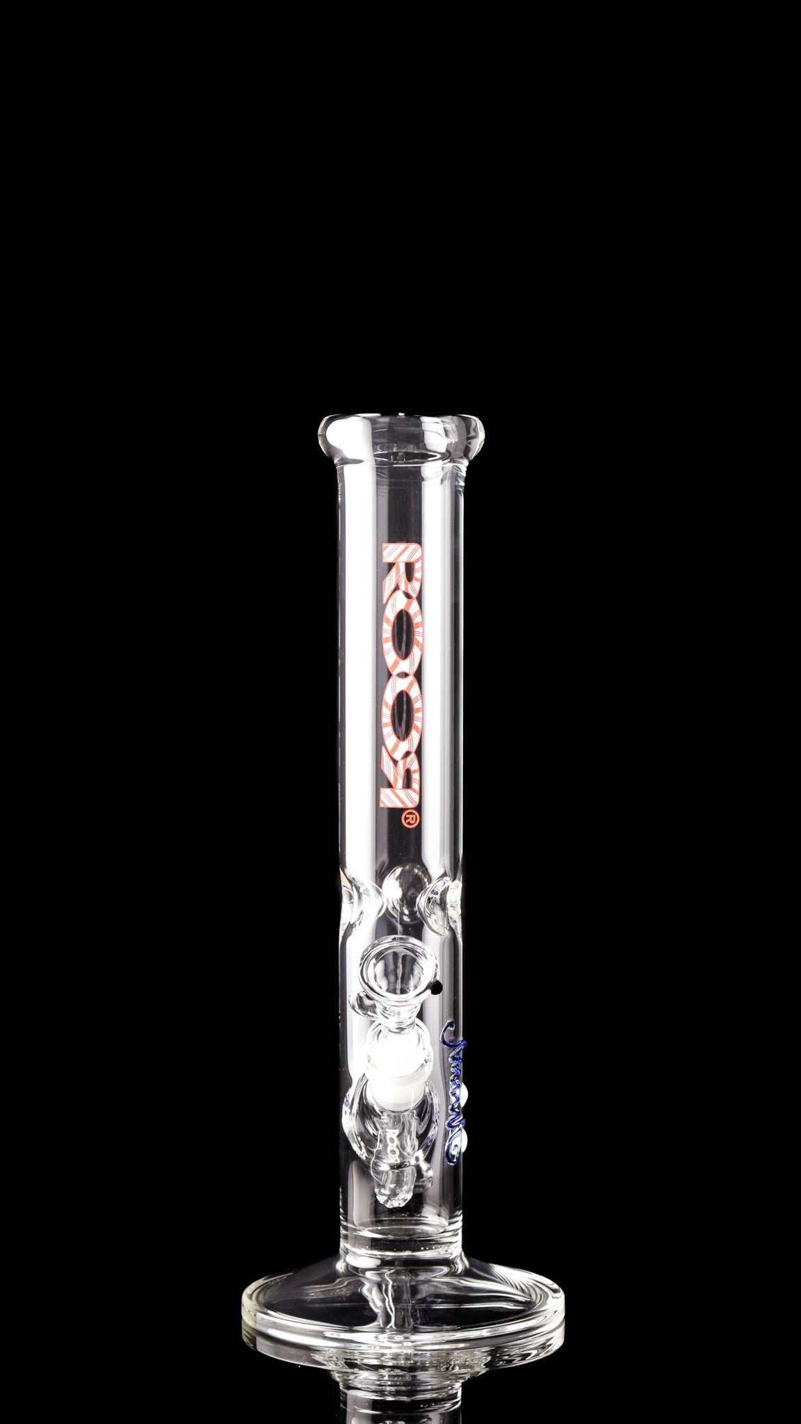 ROOR® Classic 14" Straight 50x5mm Candy Cane glass bong with clear German Schott glass and ROOR logo