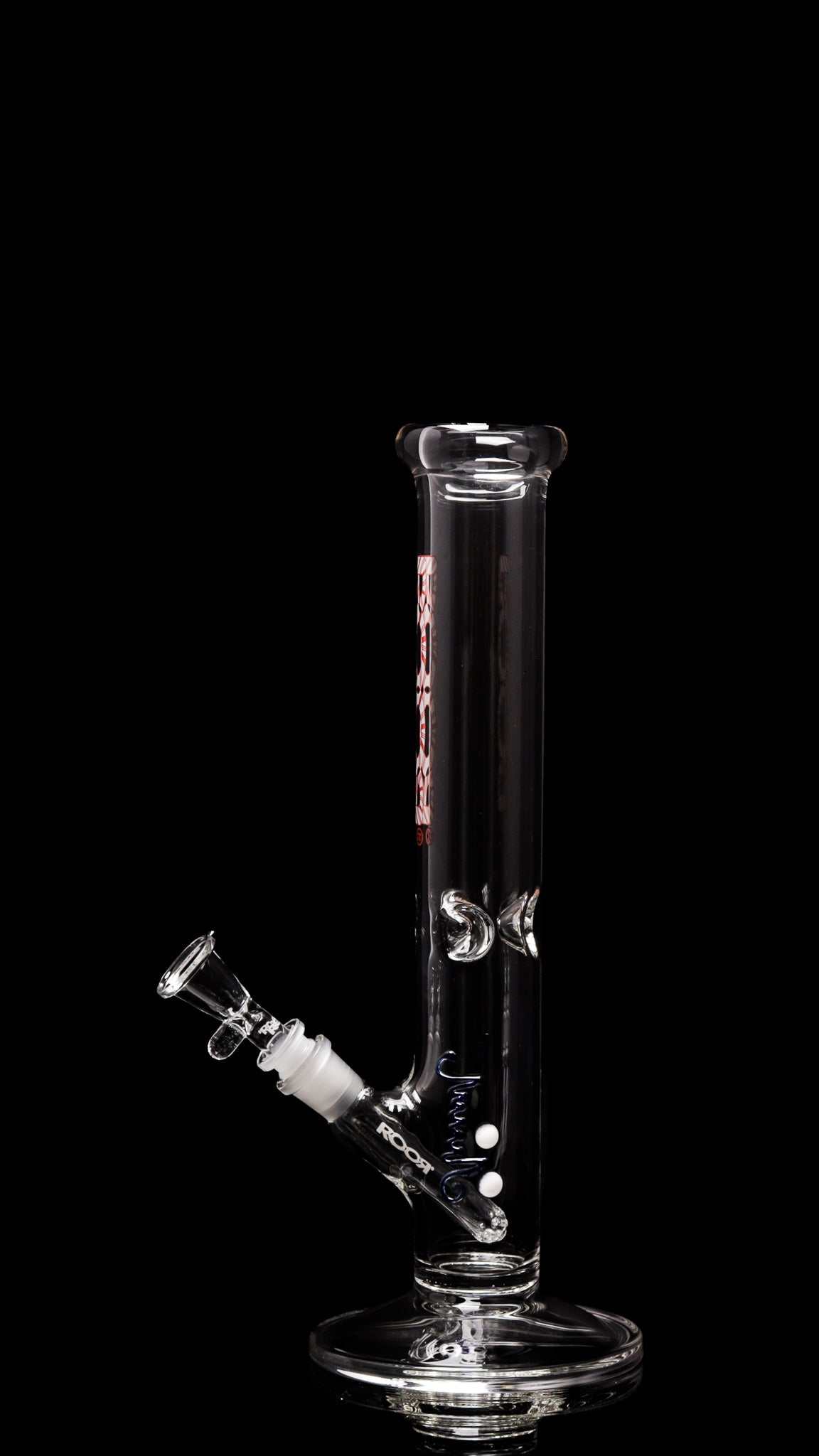 ROOR Classic 14 inch straight 50x5mm glass bong with candy cane decal on black background