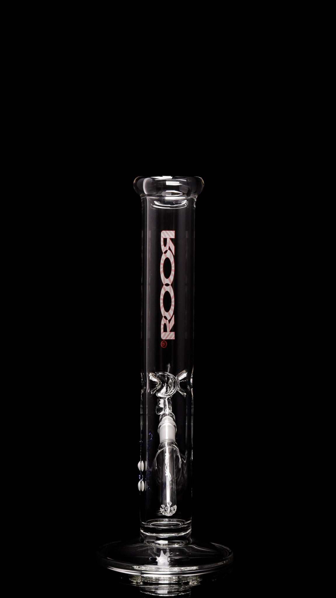 ROOR Classic 14-inch straight glass bong with candy cane decal and clear design