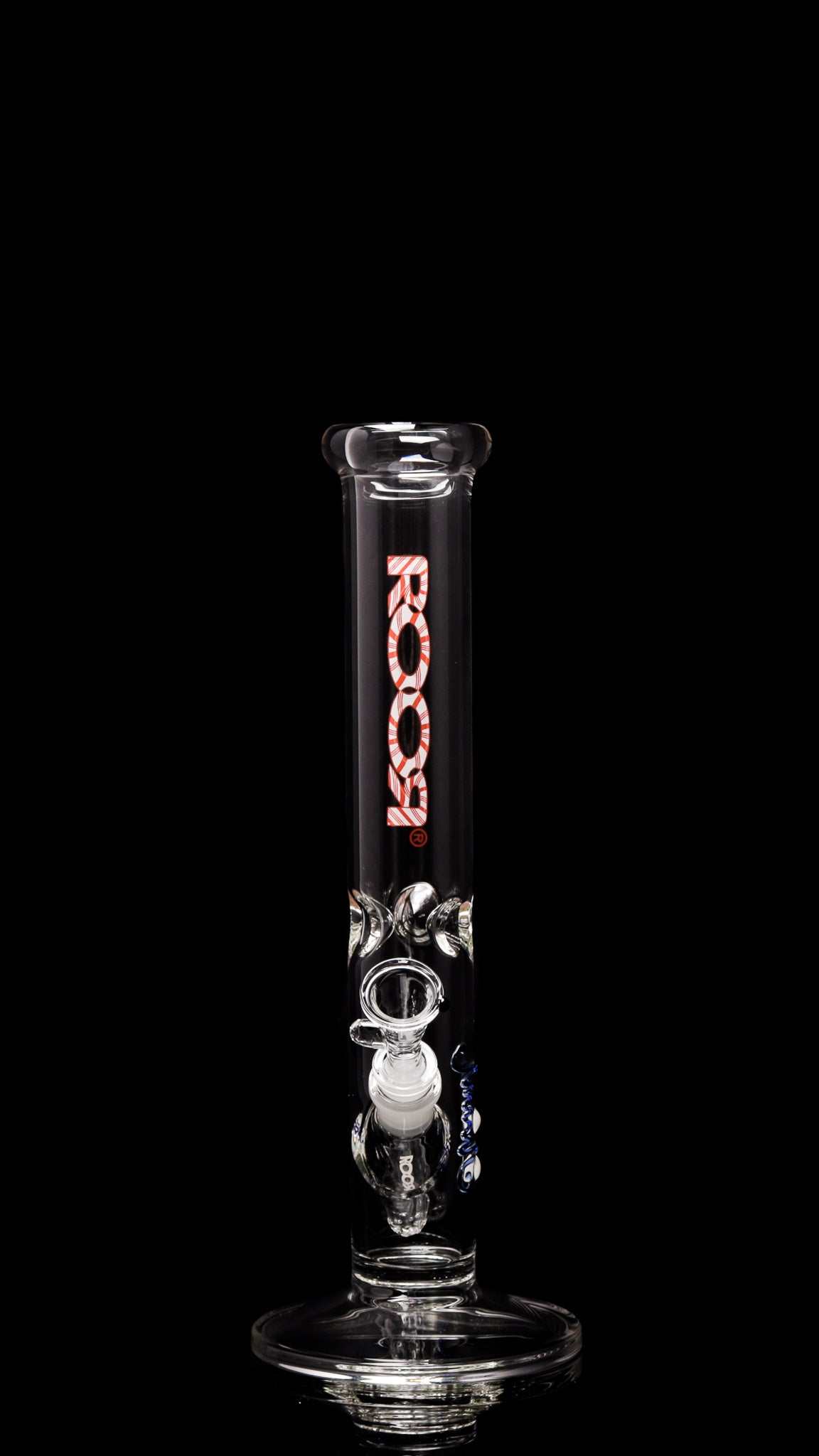 ROOR Classic 14" straight glass bong with Candy Cane decal and 50x5mm German Schott glass design