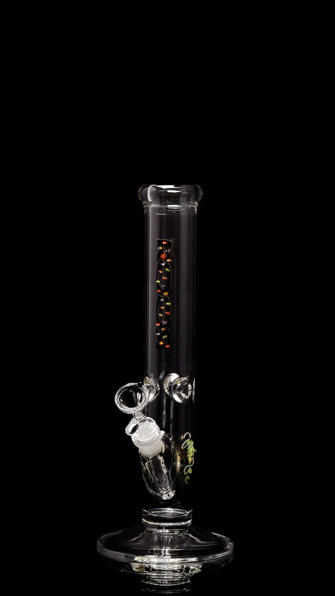 ROOR® Classic 14" Straight 50x5mm glass bong with X-Mas Lights decal, ice pinches, and funnel bowl.
