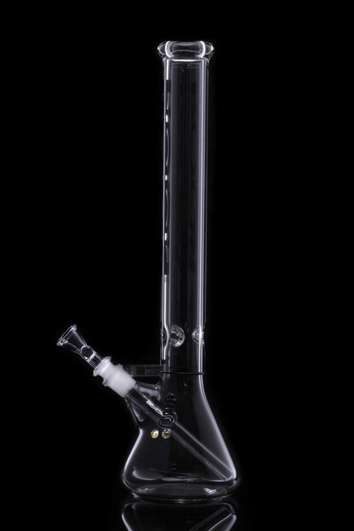 Roor Classic 18 inch black beaker bong made of 45x5mm German Schott glass with ice pinches and hand-cut downstem