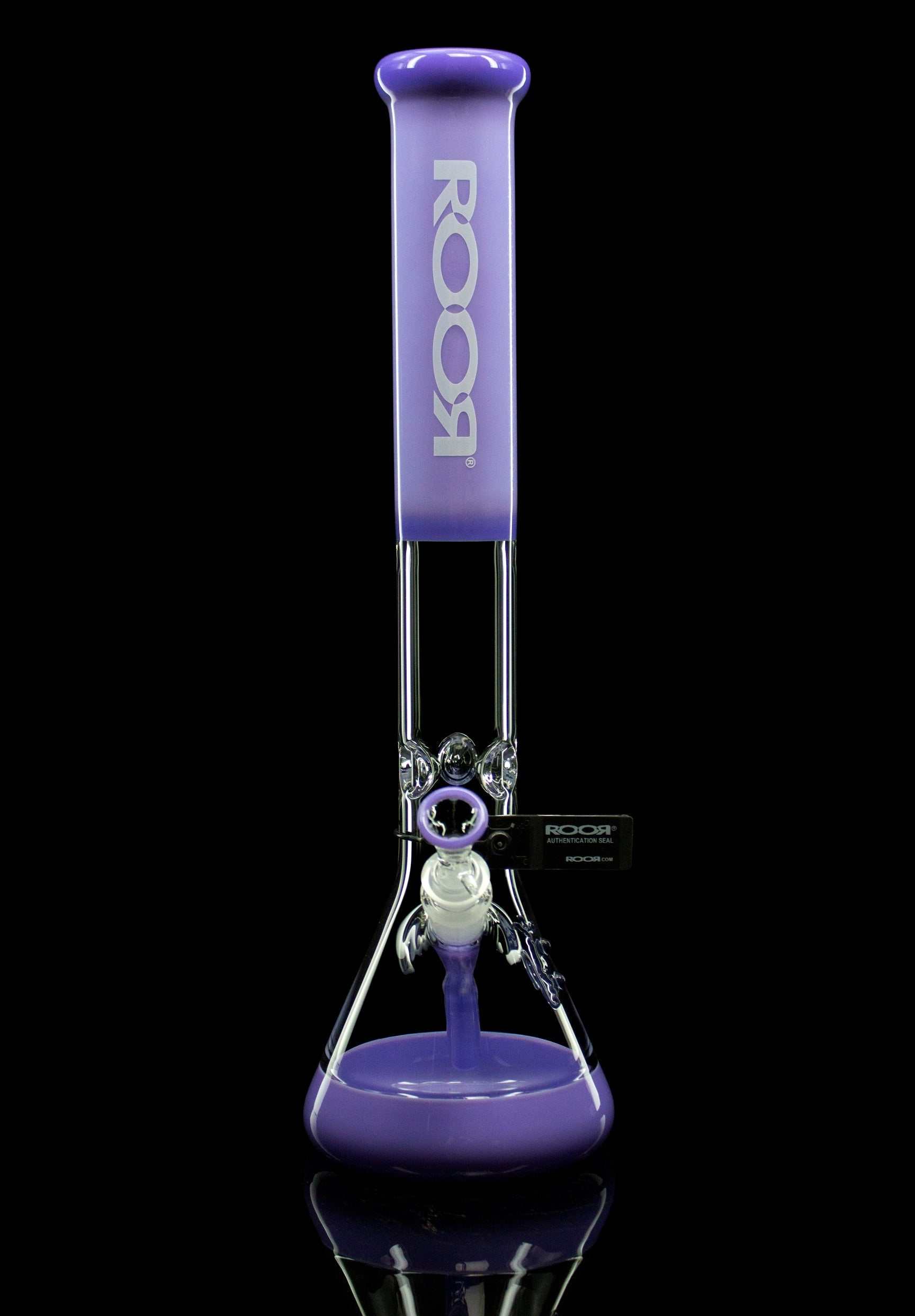 ROOR® Classic 18" Beaker 50x5mm Purple with ice pinches, handcrafted glass.