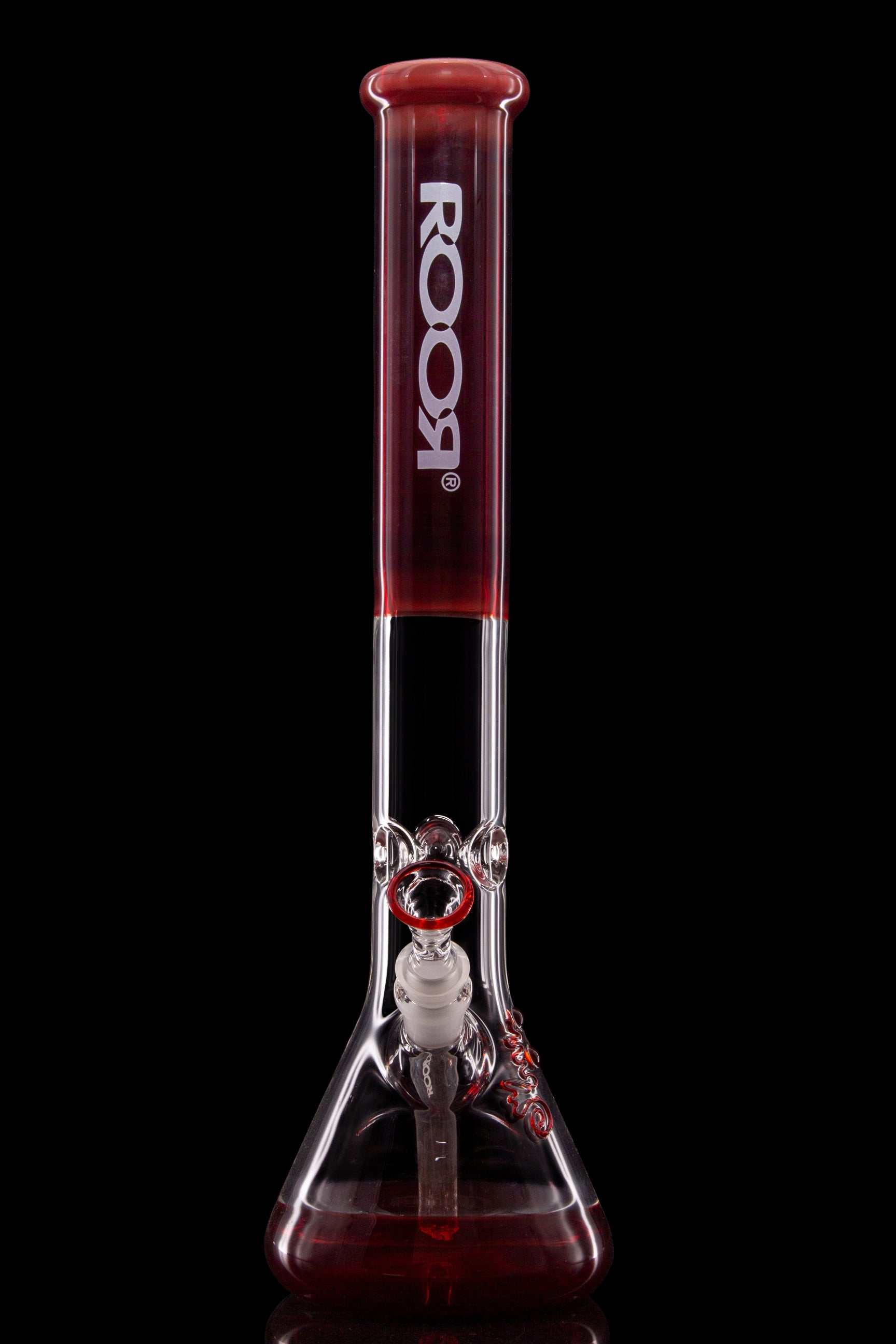 ROOR Classic 18" Color Beaker 50x5mm limited edition red glass water pipe with white logo