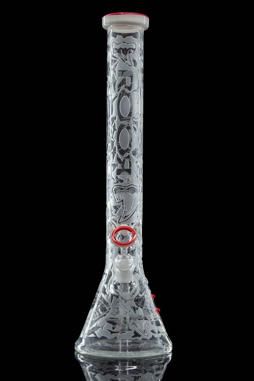 SHARK BITE 18" Beaker 50x5mm with sandblasted design and double color lip.