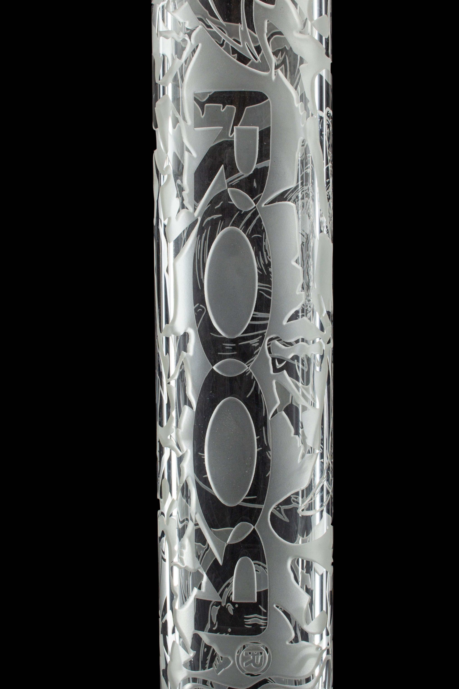 SHARK BITE 18" Beaker 50x5mm with custom sandblasted design by ROOR®.