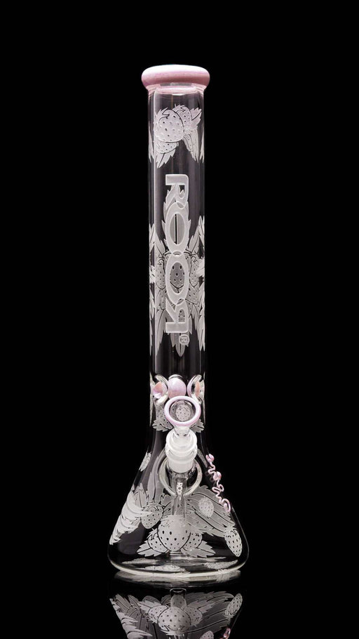 Strawberry Dream 18" beaker with sandblasted design and pink accents.