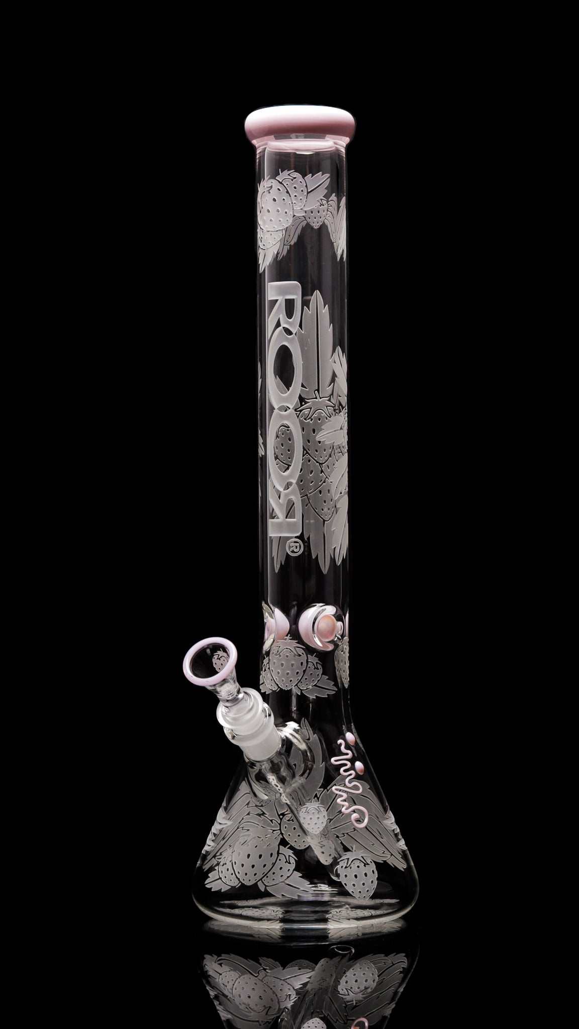 Strawberry Dream 18" beaker 50x5mm solid pink with sandblasted design.