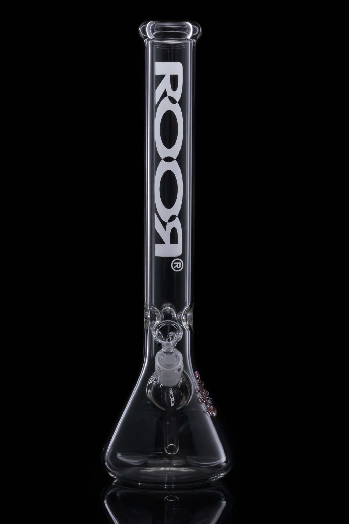 ROOR Classic 18" Beaker 50x5mm White glass bong with logo on black background