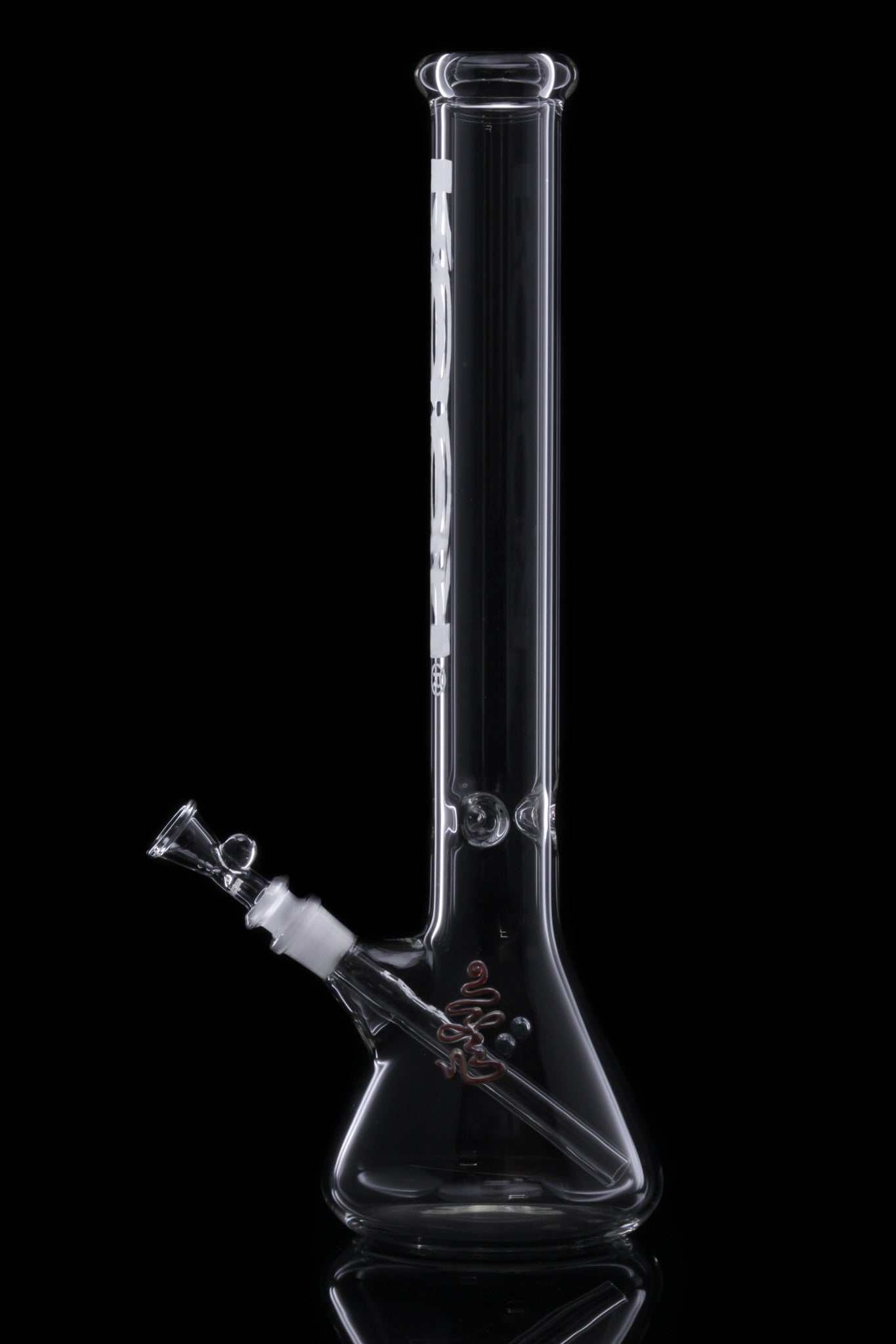 ROOR® Classic 18" Beaker glass bong 50x5mm white decal on black background