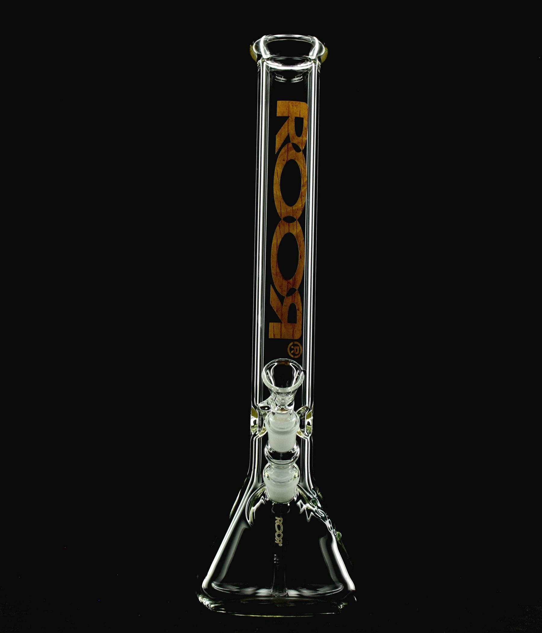 ROOR® Classic 18" Beaker 50x5mm Woodgrain with unique signature and built-in ice pinches.