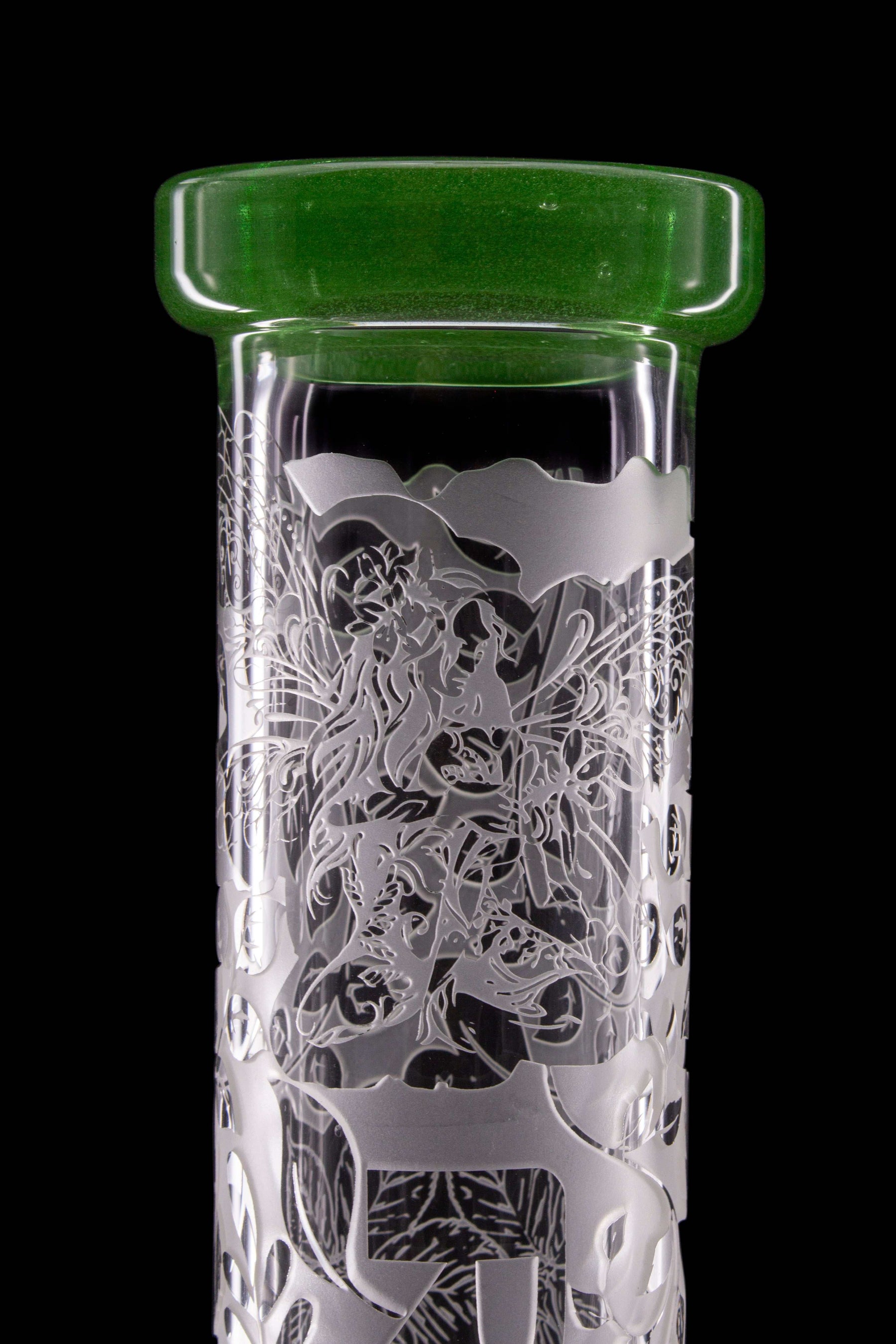 GREEN GODDESS 18" Beaker 50x5mm with sandblasted design and green mouthpiece.