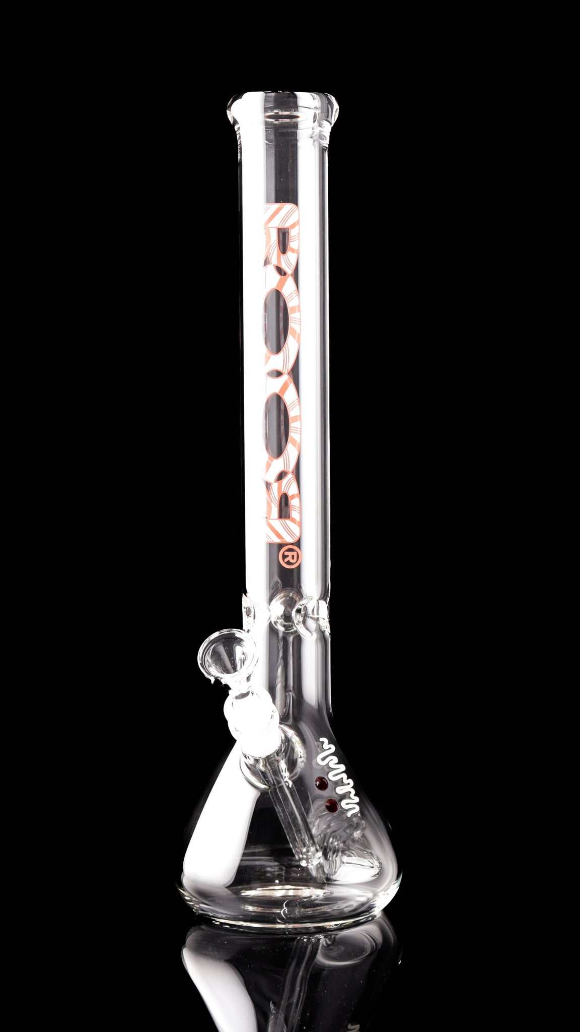 ROOR Classic 18-inch clear beaker glass bong with 50x5mm thickness and Candy Cane decal