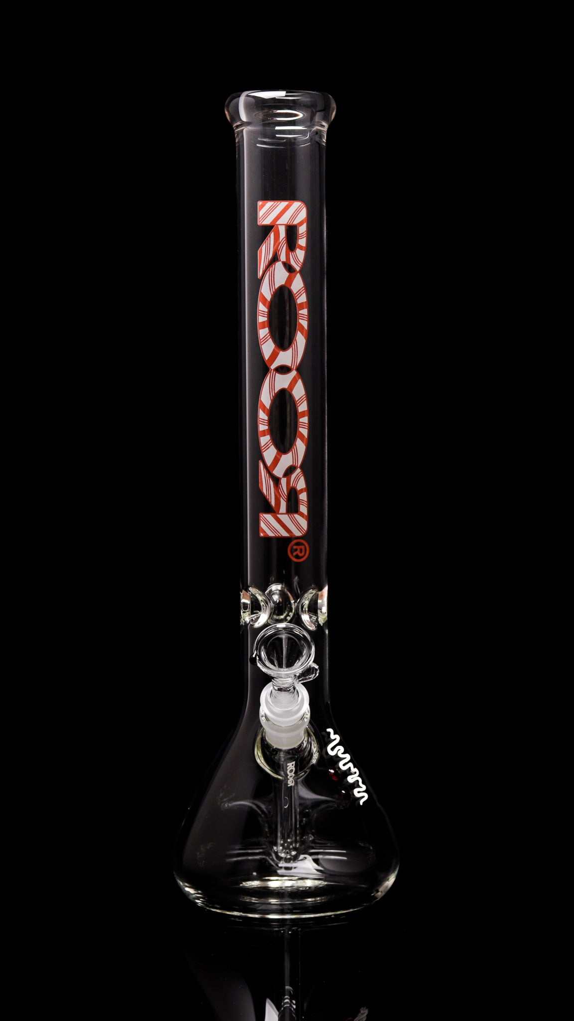 ROOR Classic 18" beaker bong with X-Mas Candy Cane decal and 50x5mm German Schott glass design