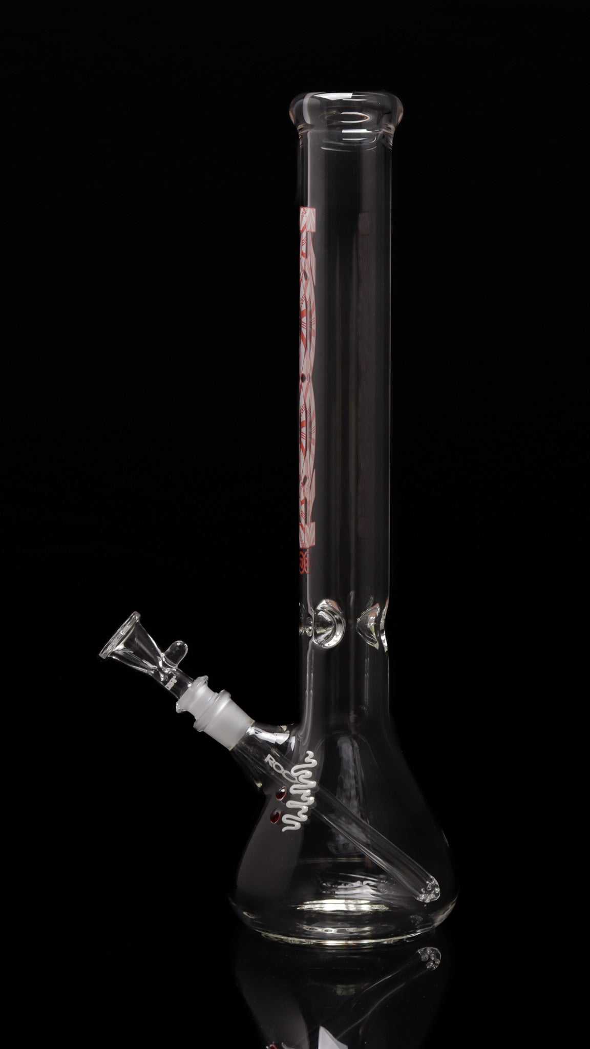 ROOR Classic 18" glass beaker bong with 50x5mm German Schott glass and X-Mas Candy Cane decal