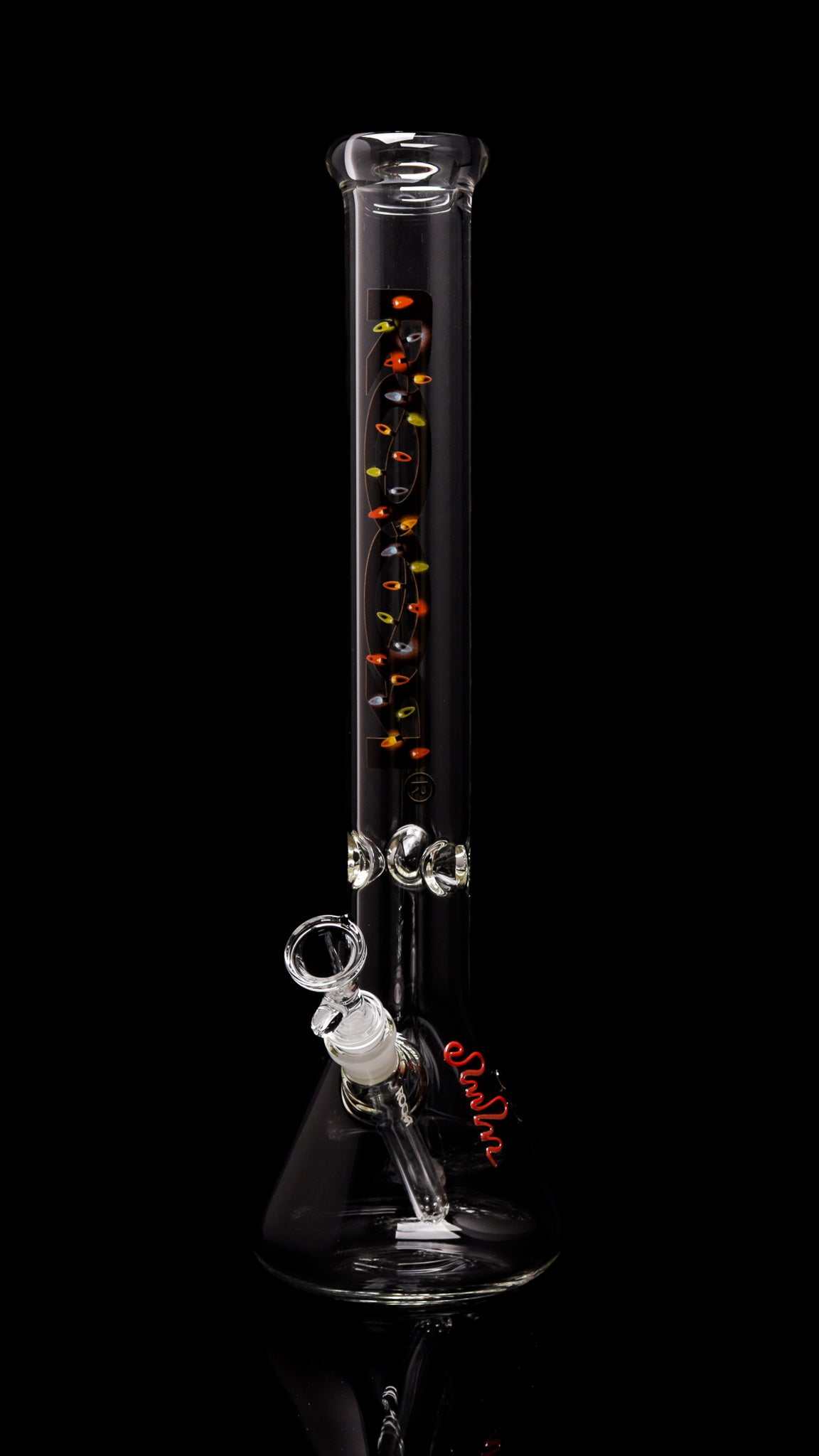 ROOR Classic 18 inch beaker bong 50x5mm German glass with X-Mas lights decal and ice pinches