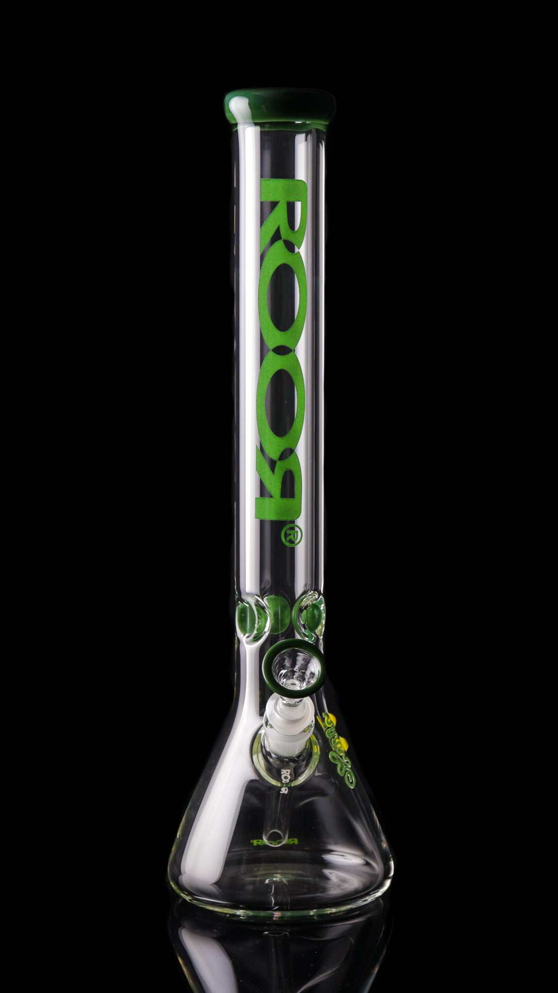 ROOR Classic 18" Beaker with green color mouthpiece and matching green decal.