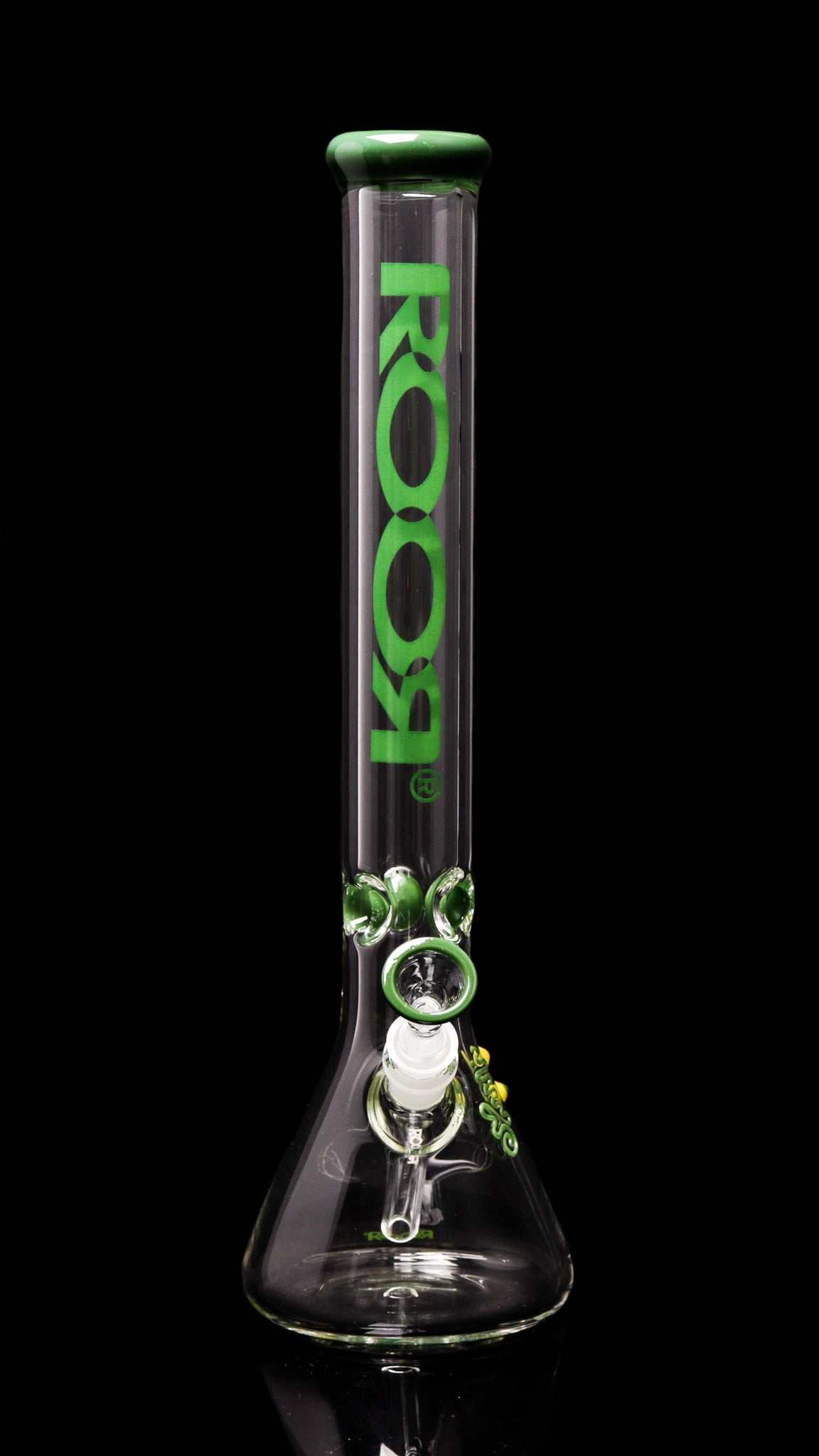 ROOR® Classic 18" Beaker with 50x7mm glass and green color mouthpiece.