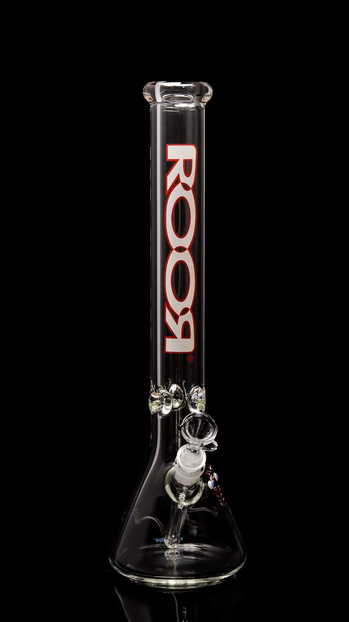 ROOR® Classic 18" Beaker with White Red Outline, crafted from 50x9mm German Schott glass.