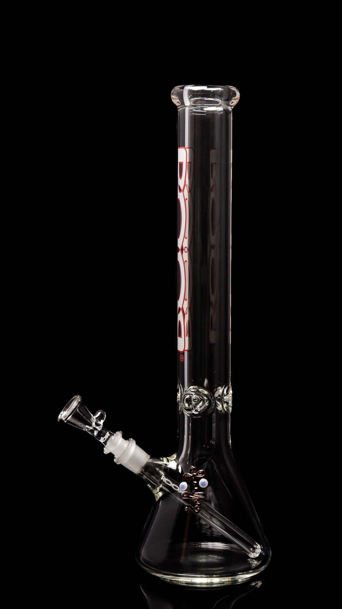 ROOR® Classic 18" Beaker with white red outline, 50x9mm glass, ice pinches.