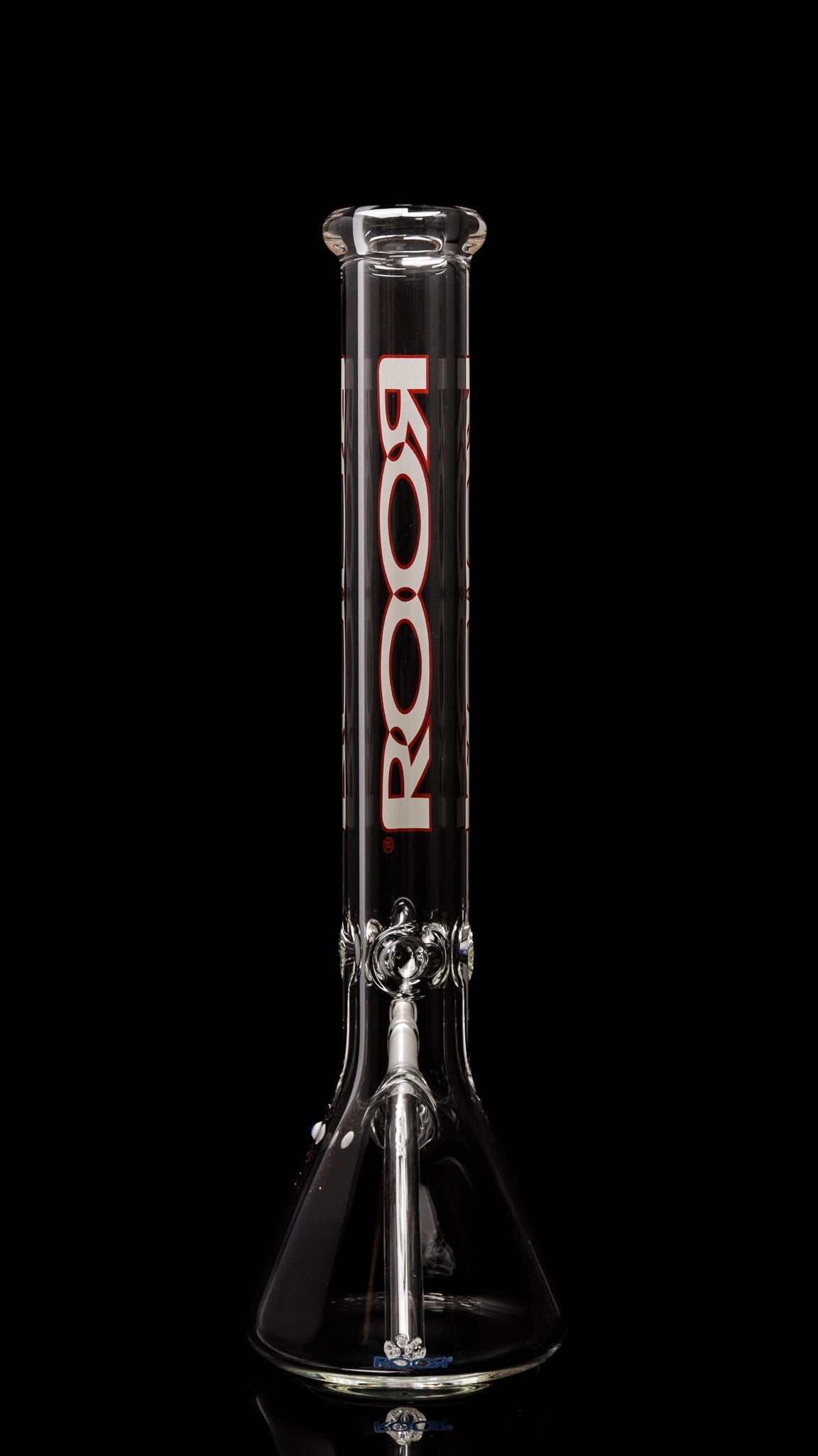 ROOR® Classic 18" Beaker with White Red Outline decal, made of 50x9mm German Schott glass.