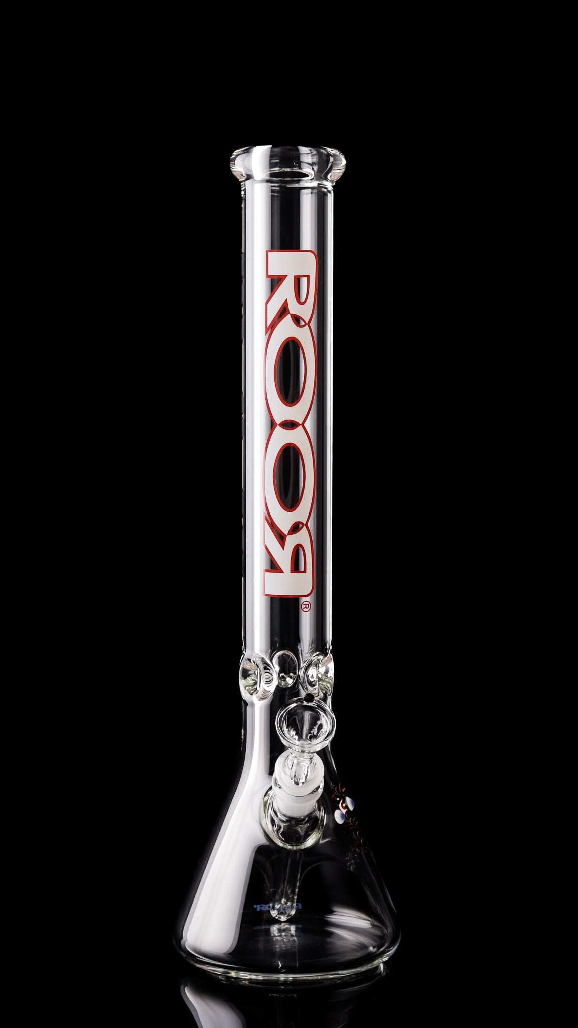 ROOR® Classic 18" Beaker with 50x9mm glass and white red outline design.