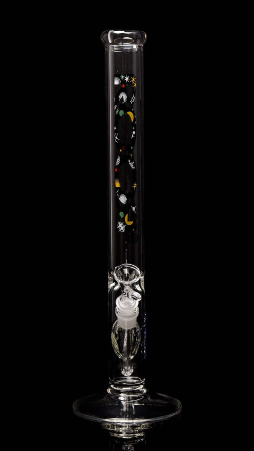 ROOR Classic 18" Straight 45x5mm Galaxy glass bong with hand-painted design and ice pinches