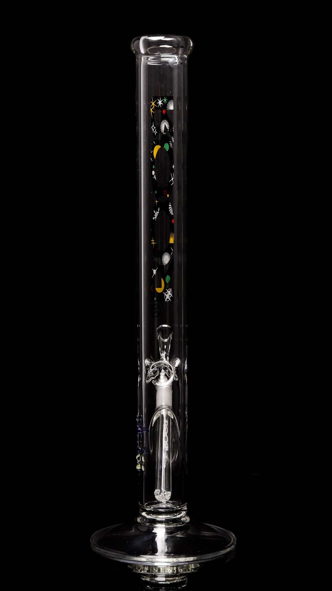 ROOR Classic 18-inch straight glass bong with 45x5mm thick German Schott glass and galaxy decal design