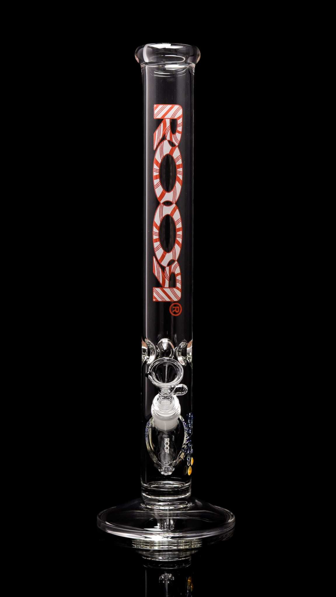 ROOR Classic 18" Straight 50x5mm glass beaker bong with X-Mas Candy Cane logo