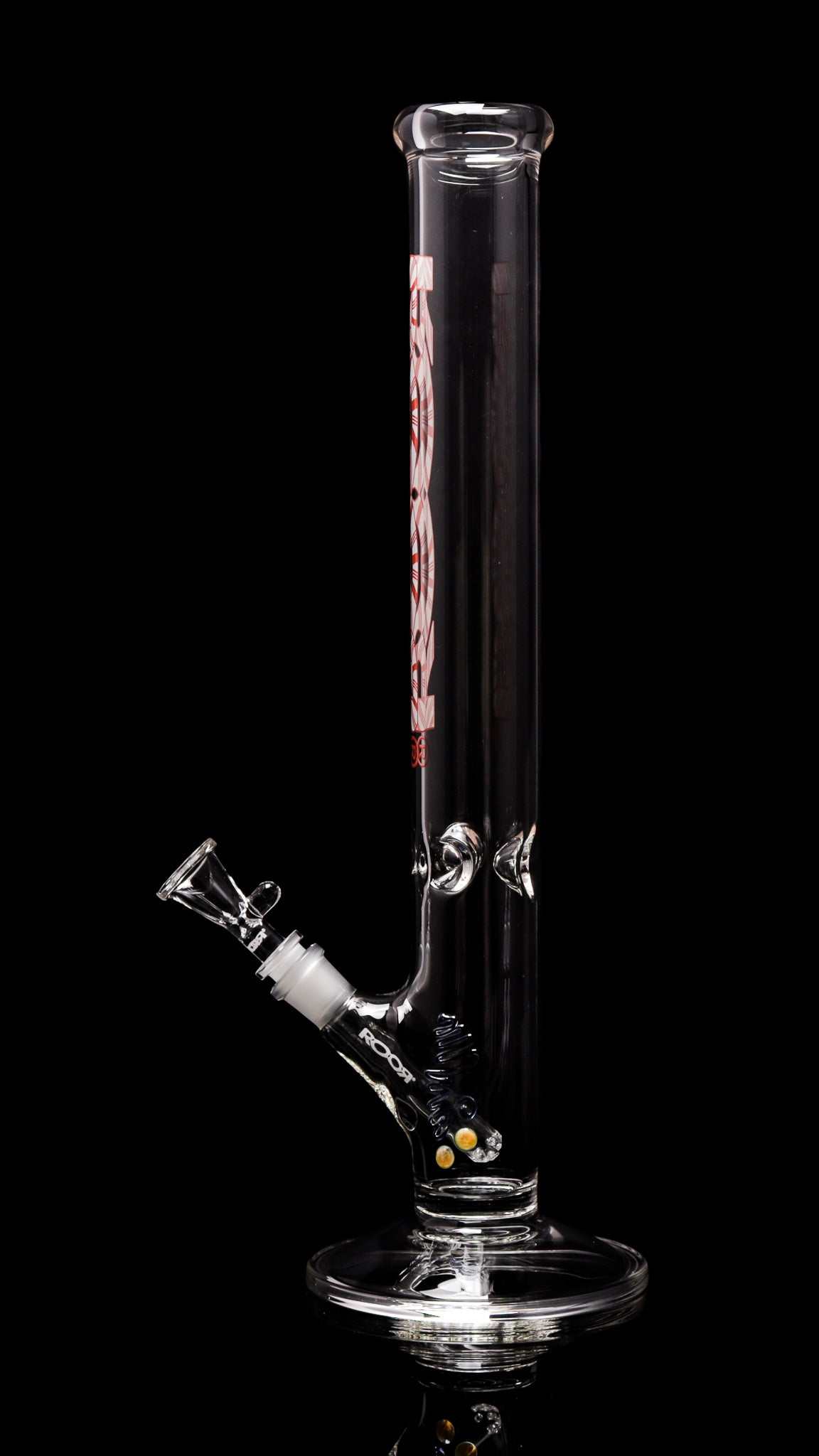 ROOR Classic 18" Straight 50x5mm glass water pipe with X-Mas Candy Cane decal on black background