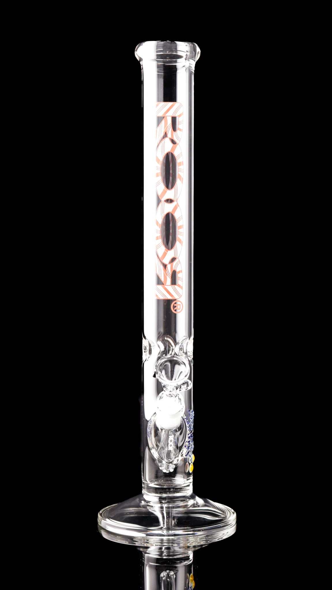 ROOR Classic 18" Straight 50x5mm glass bong with X-Mas Candy Cane decal on black background