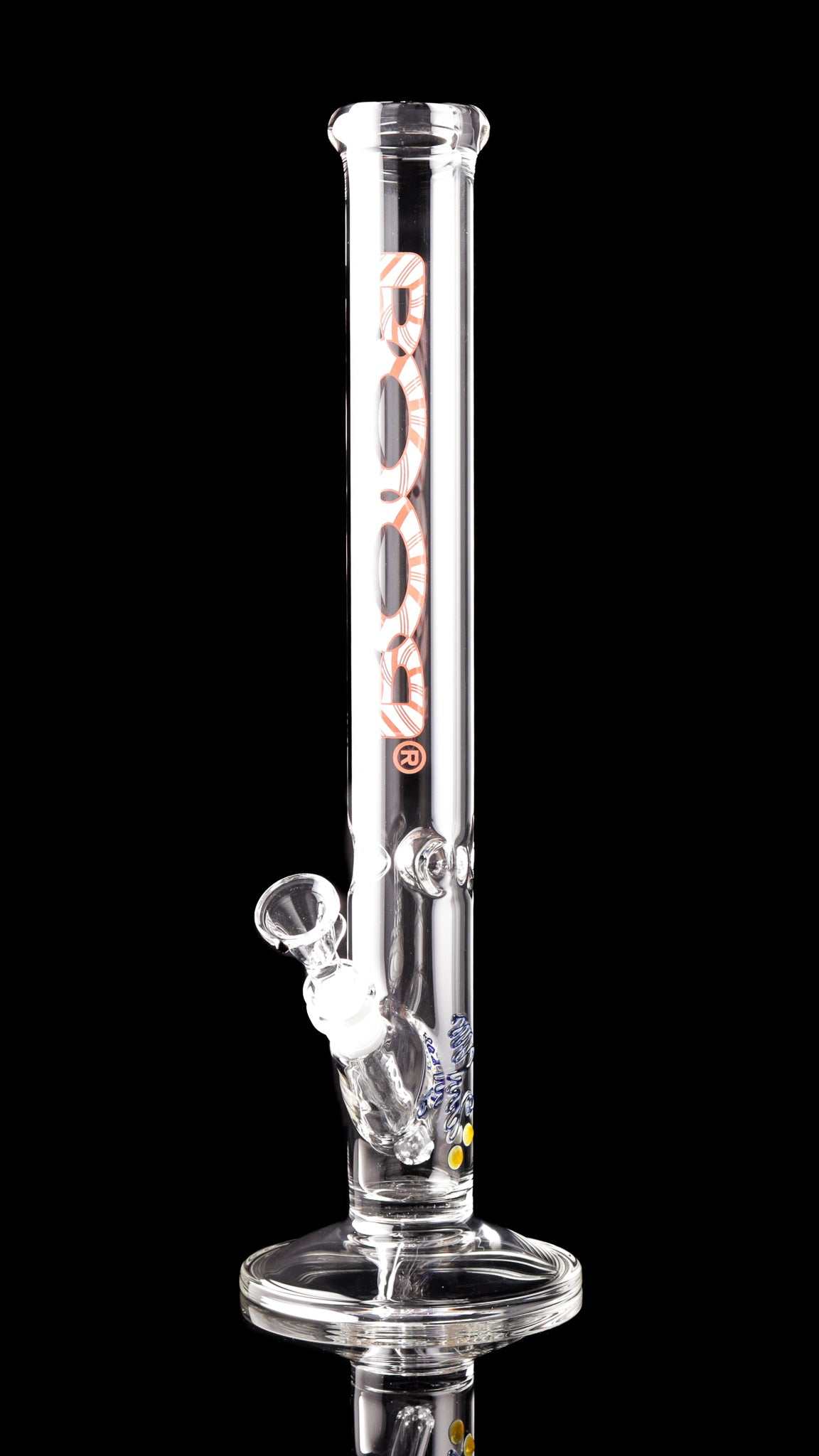 ROOR Classic 18-inch straight glass bong with X-Mas Candy Cane decal and beaker base