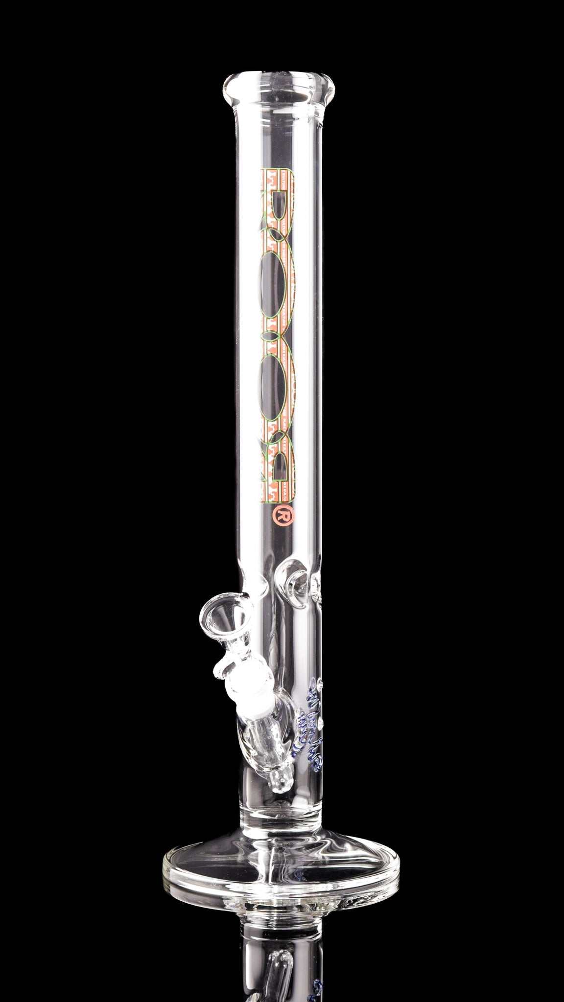 ROOR® Classic 18" Straight 50x5mm glass with Ugly Sweater decal, ice pinches, and a round base.